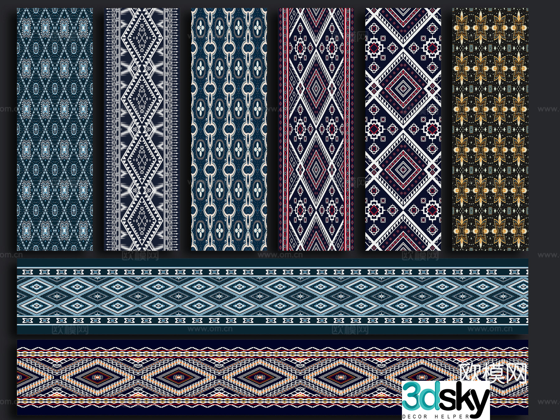 Chinese Miao Mongolian elements silhouette ethnic minority elements pattern wall decoration traditional patterns cloud 3d model