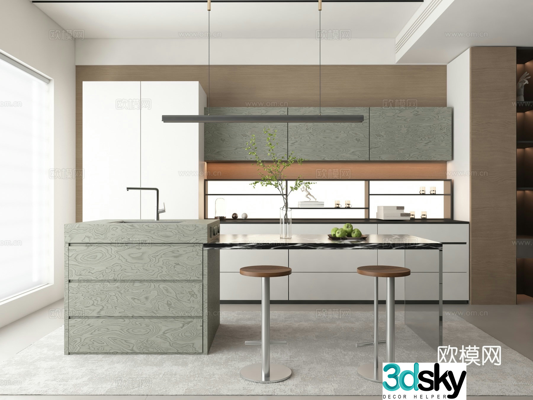 Modern minimalist restaurant 3d model