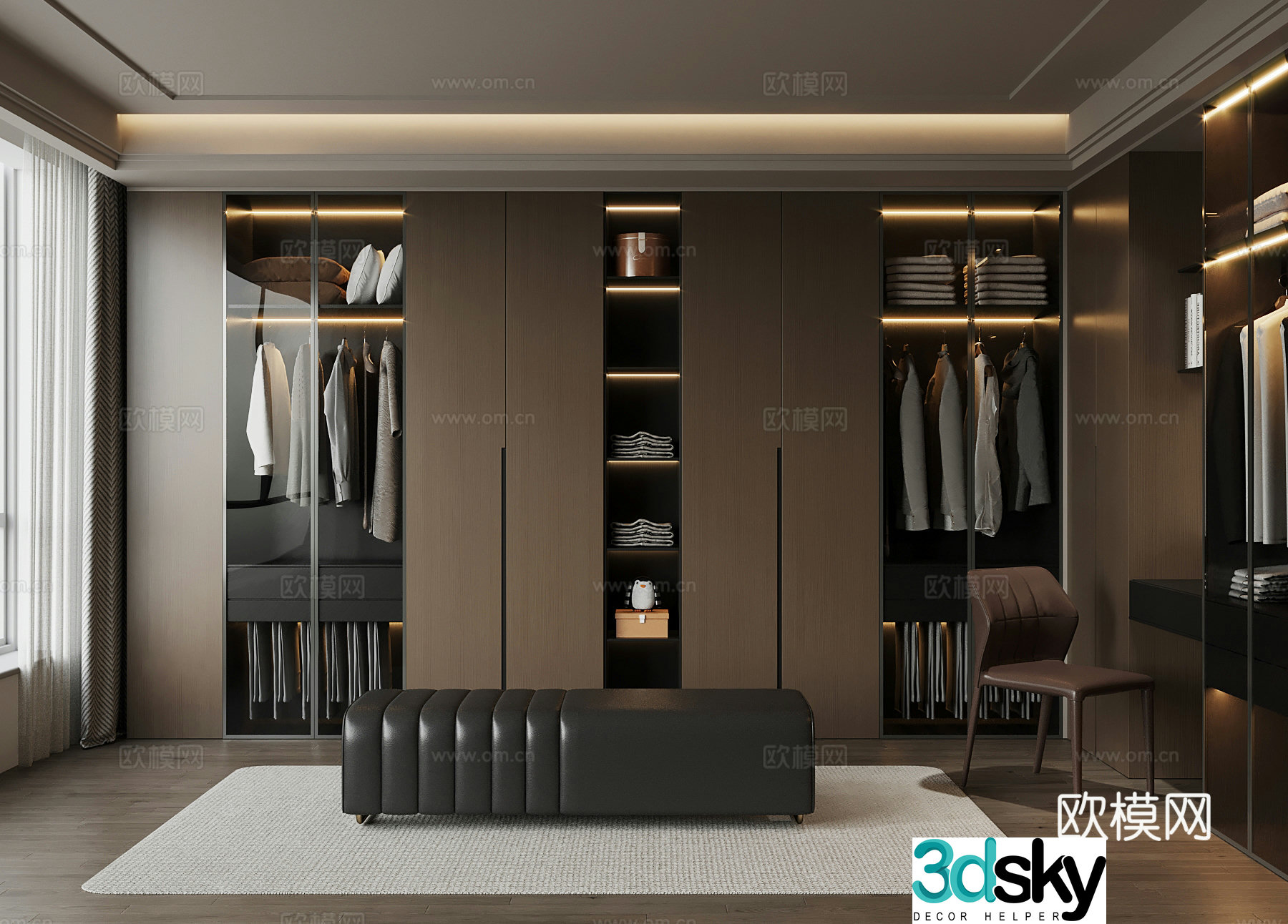Modern Italian cloakroom Wardrobe Dressing table_Build 3D model
