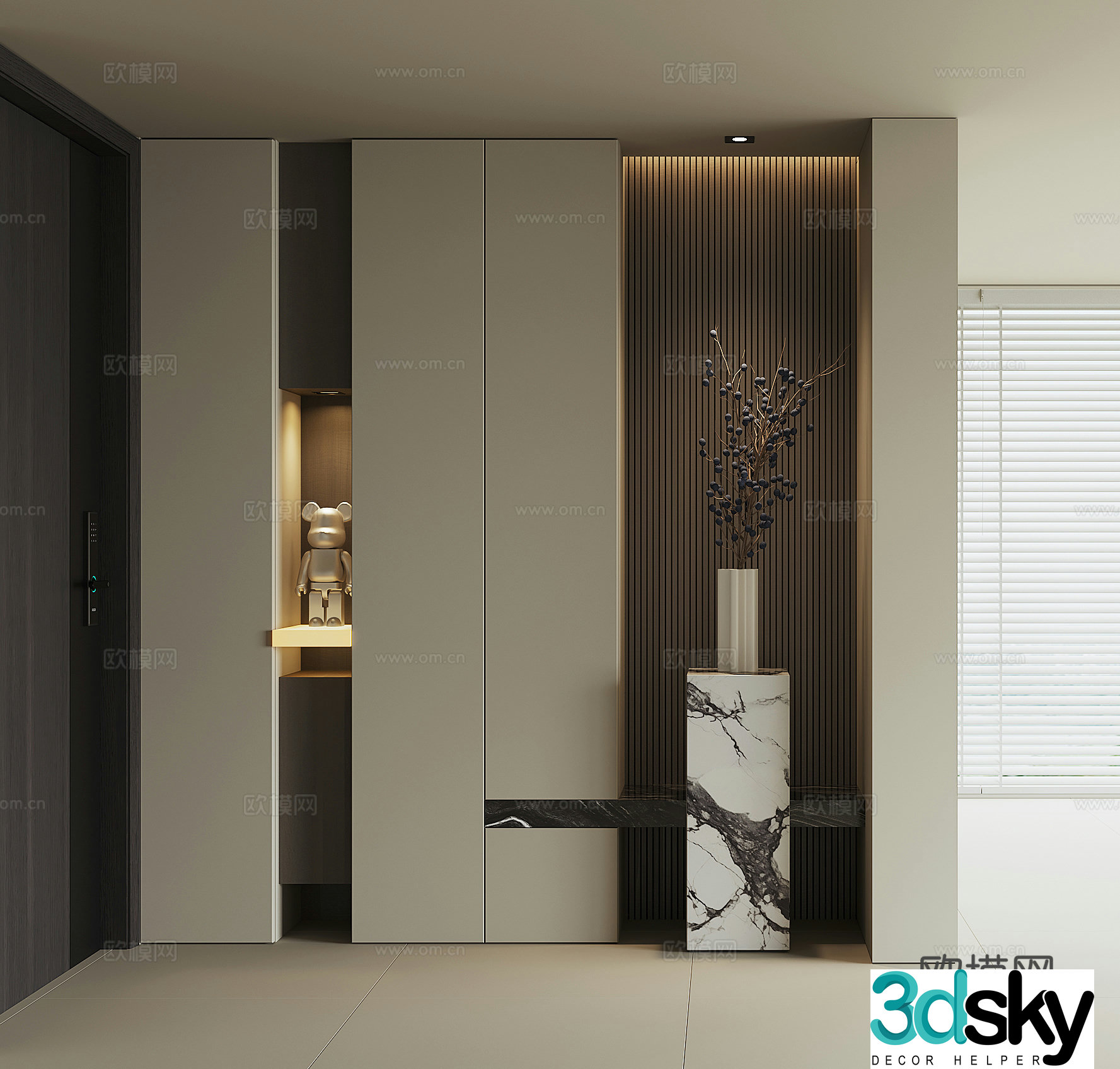 Modern home entrance shoe cabinet 3D model