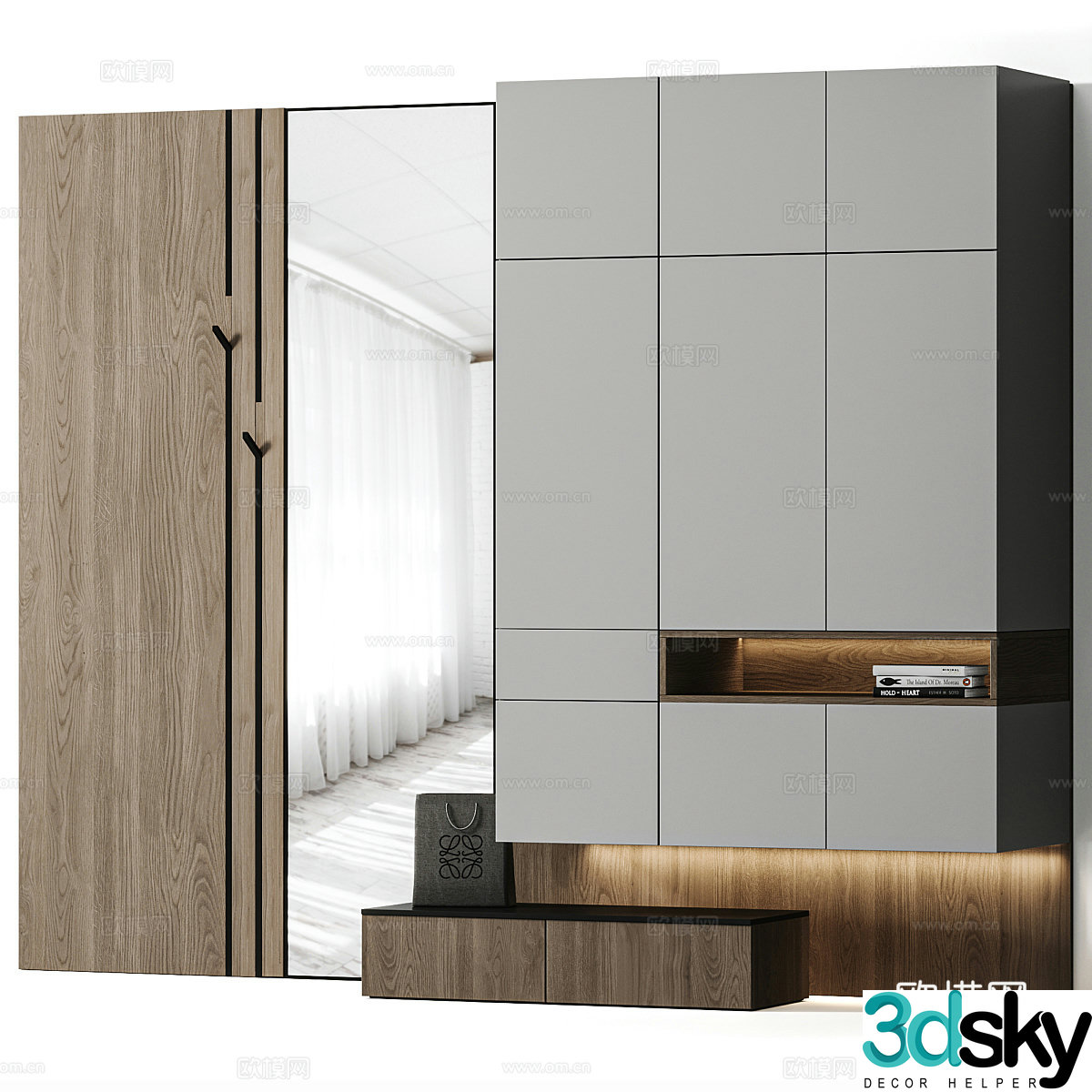 Modern finished shoe cabinet 3d model