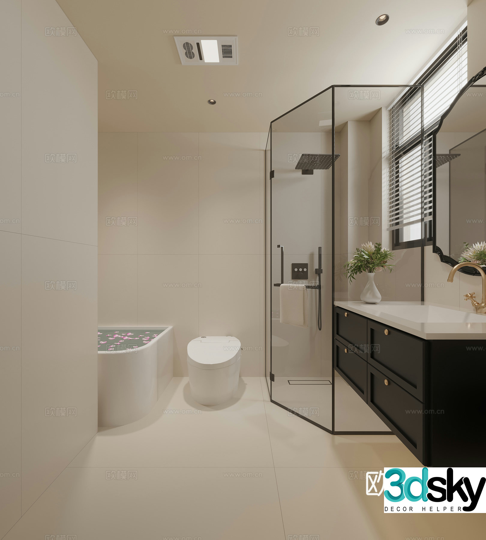 Modern French bathroom 3d model