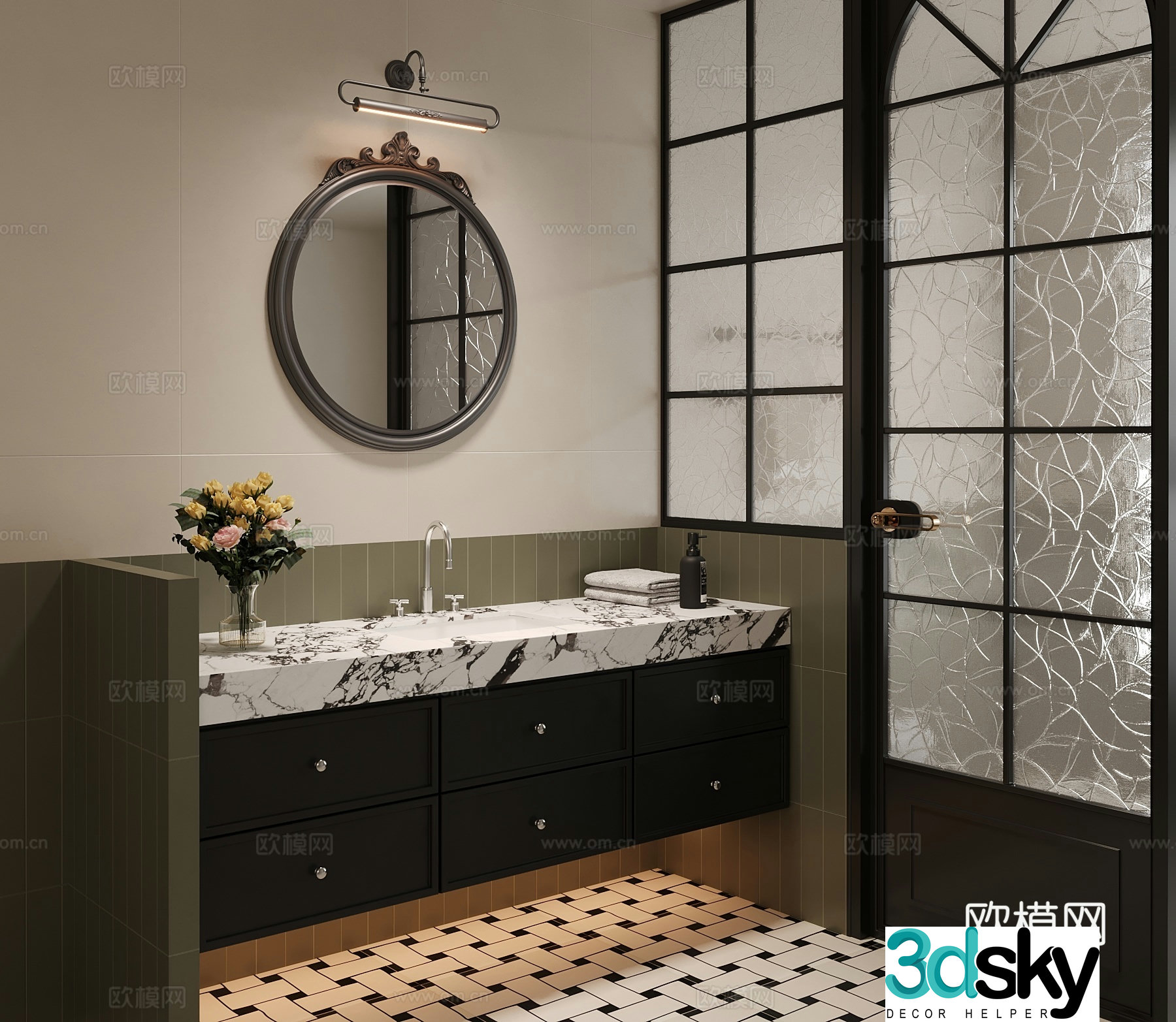 French bathroom cabinet toilet 3d model