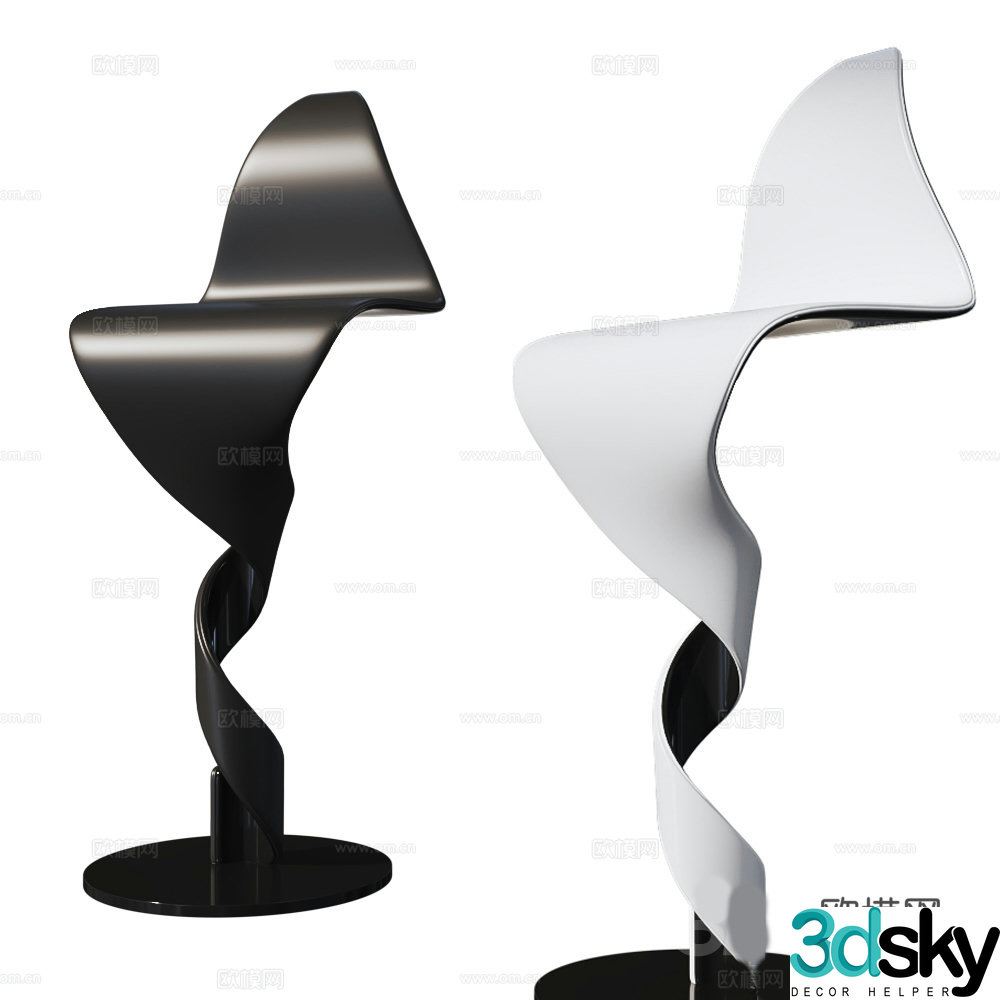 3D model of high-legged bar chair