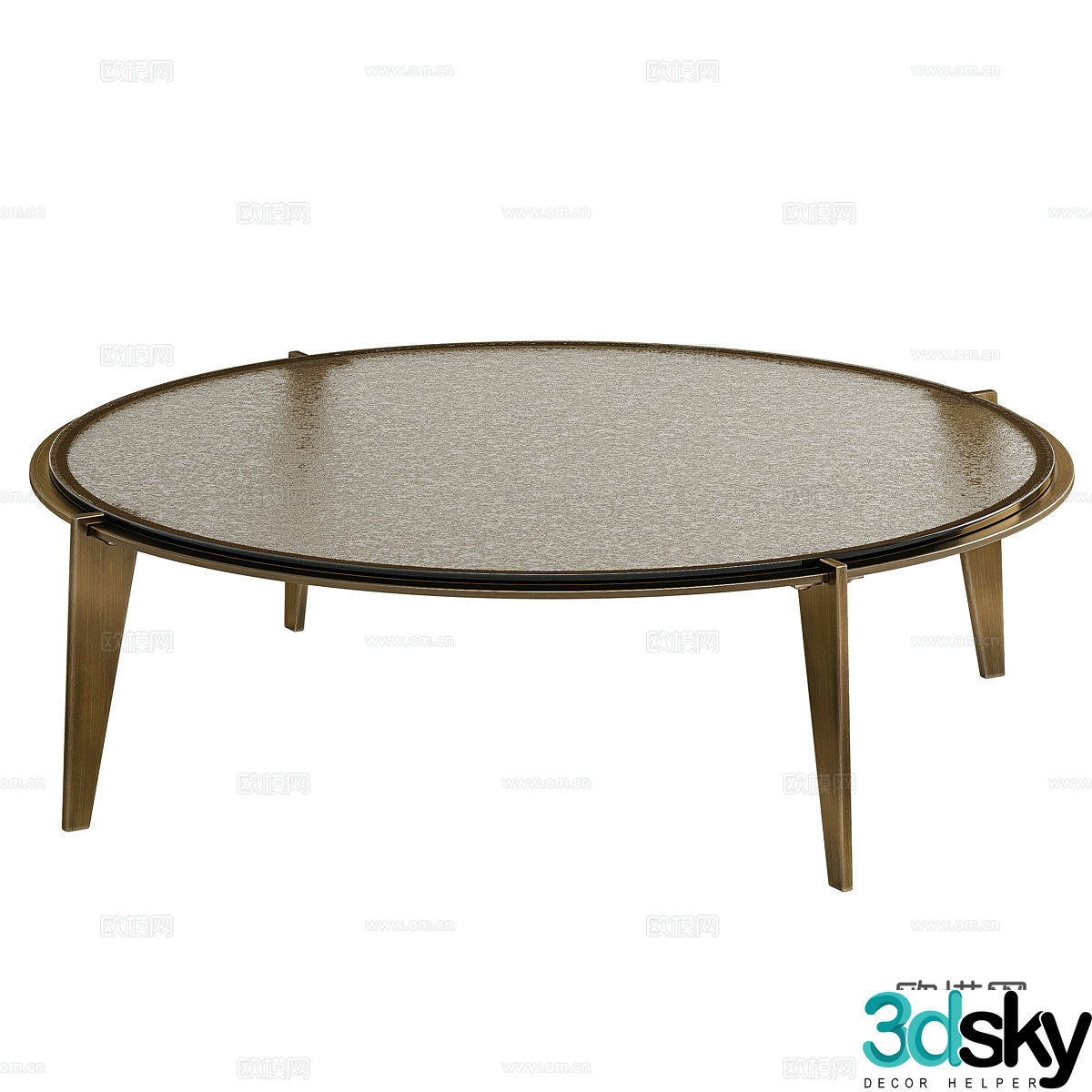 Modern Italian glass texture round coffee table 3d model