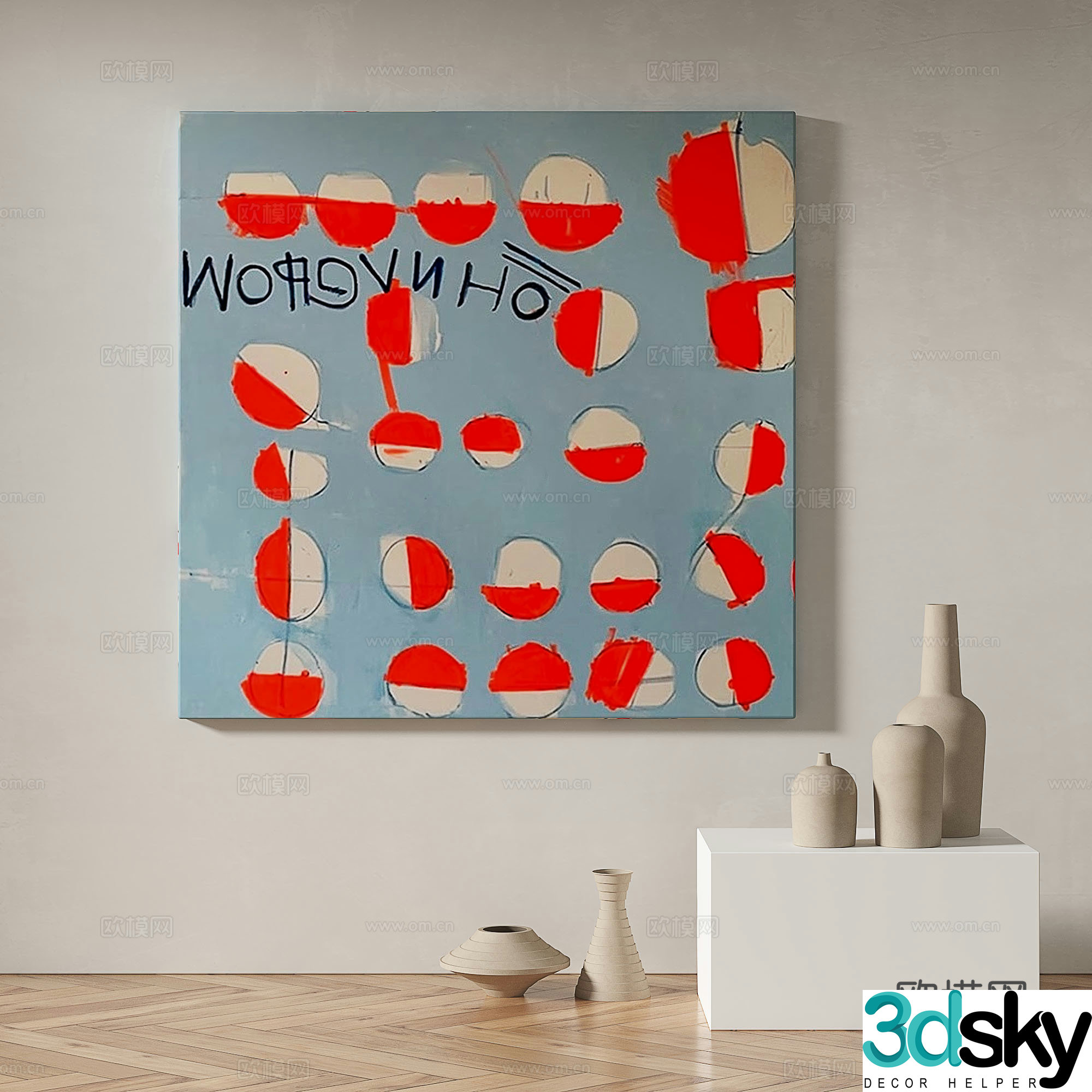 Modern minimalist abstract decorative painting 3d model