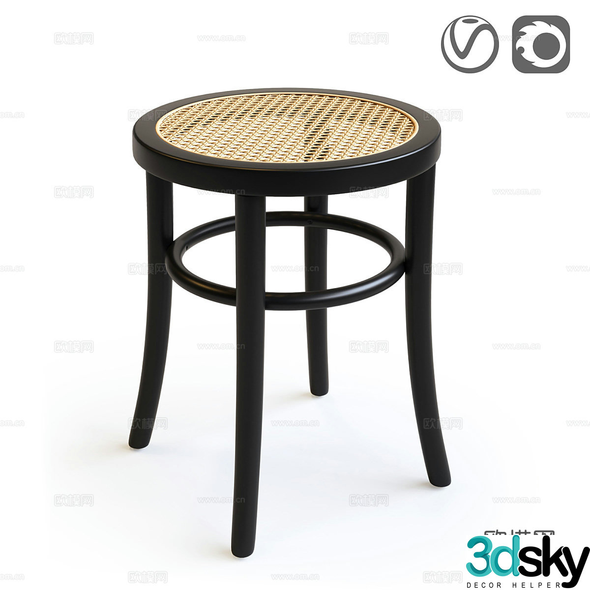 Rattan sofa stool rattan low stool rattan round stool rattan dressing stool rattan dining stool rattan 3D model