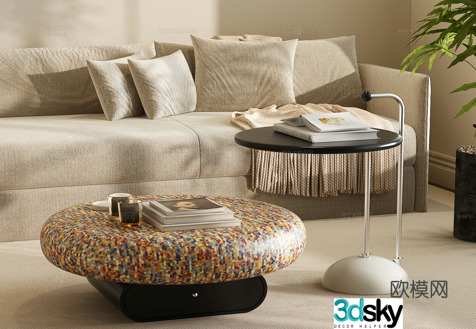 Coffee table combination Modern coffee table Modern Italian coffee table 3D model