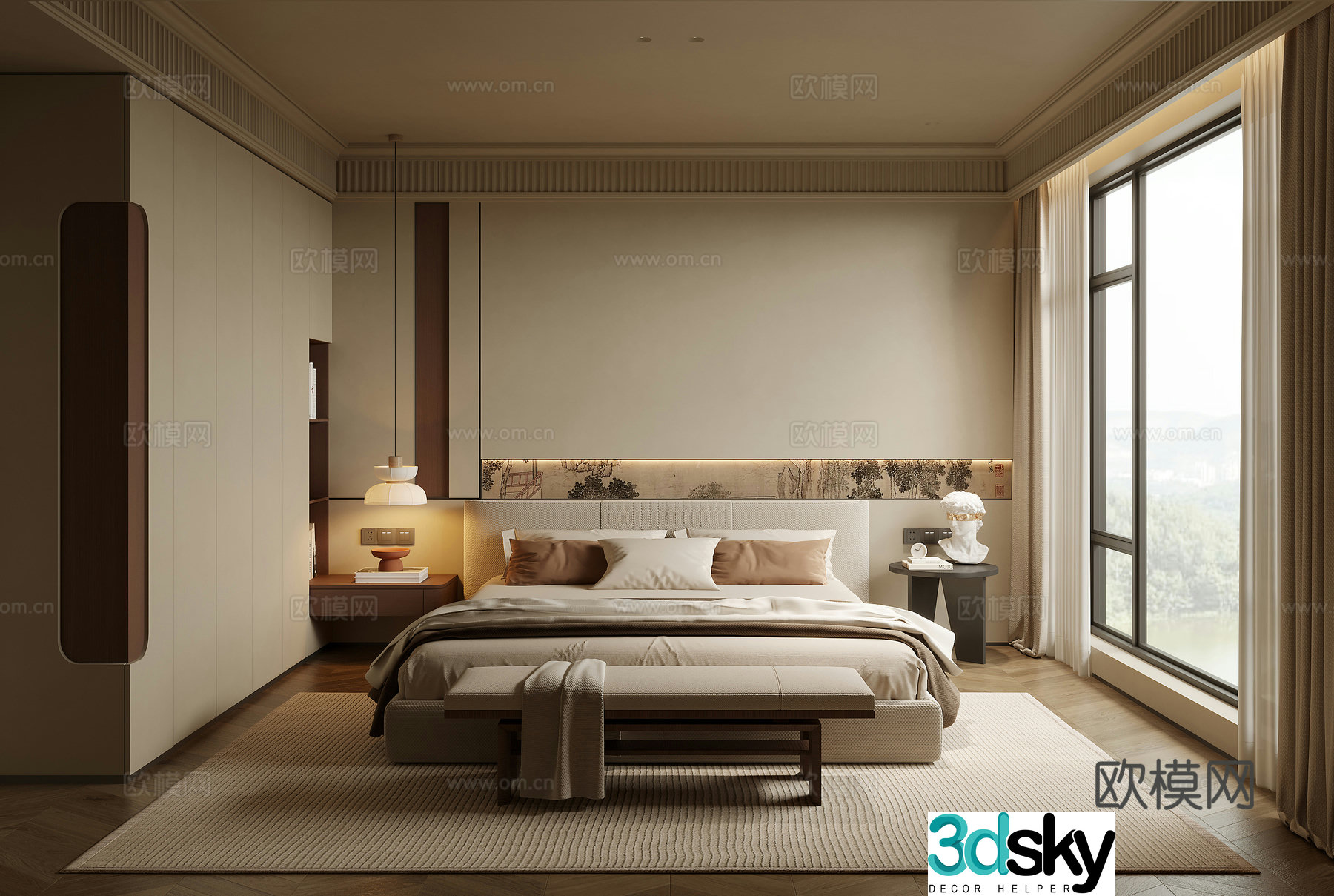 Middle-aged bedroom 3d model