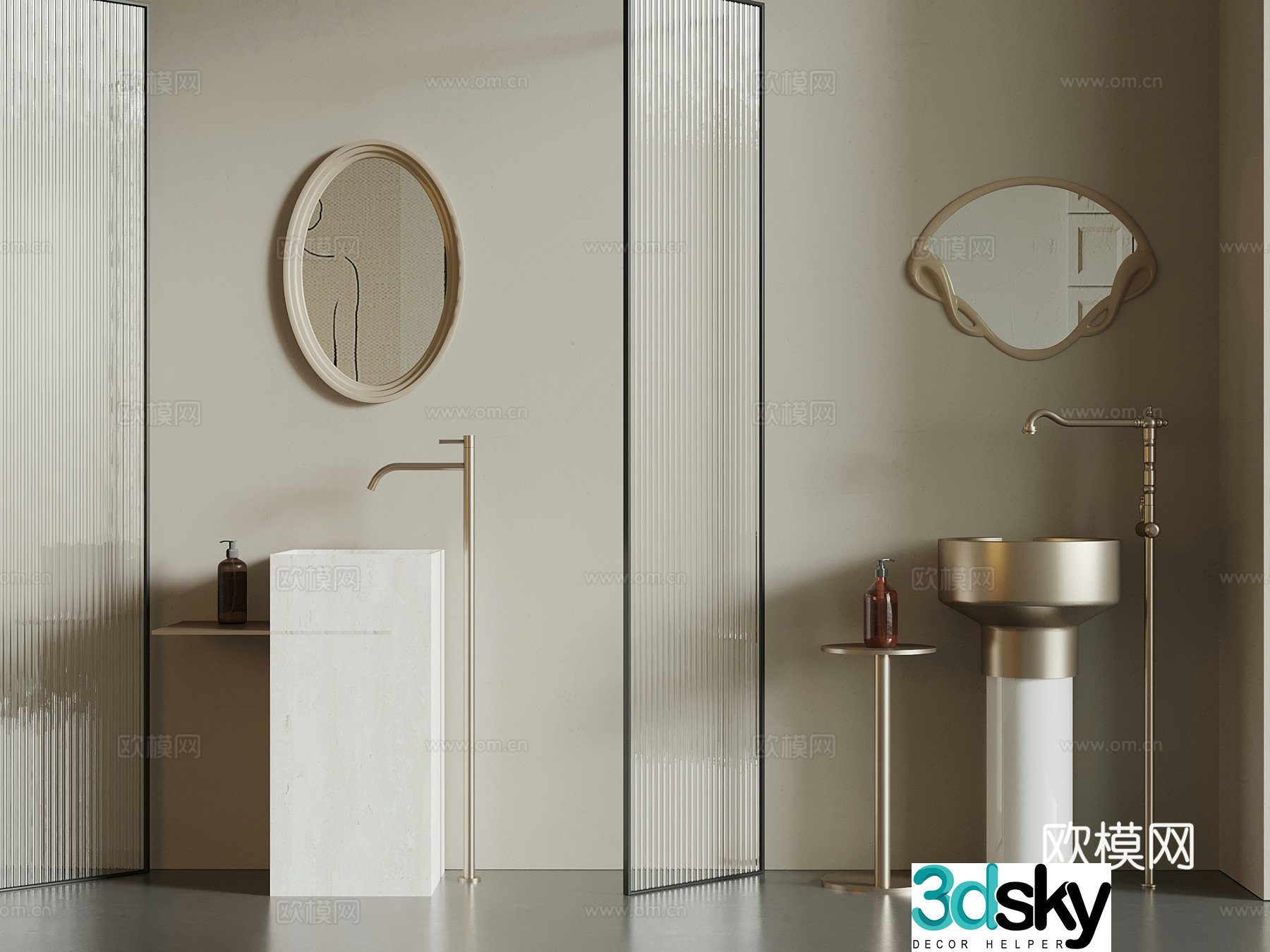 Modern column basin mirror 3d model
