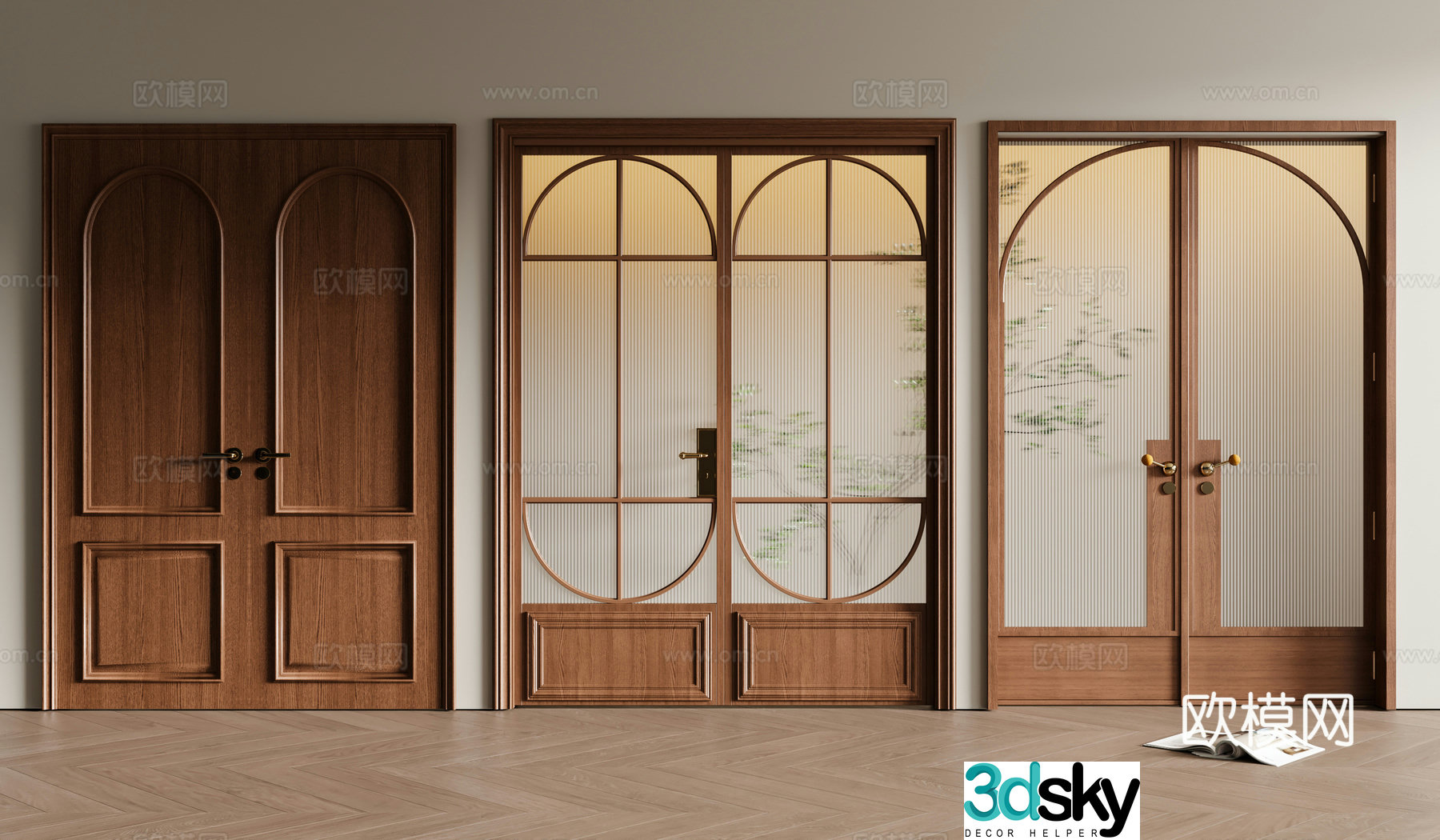 Middle-aged double door 3D model