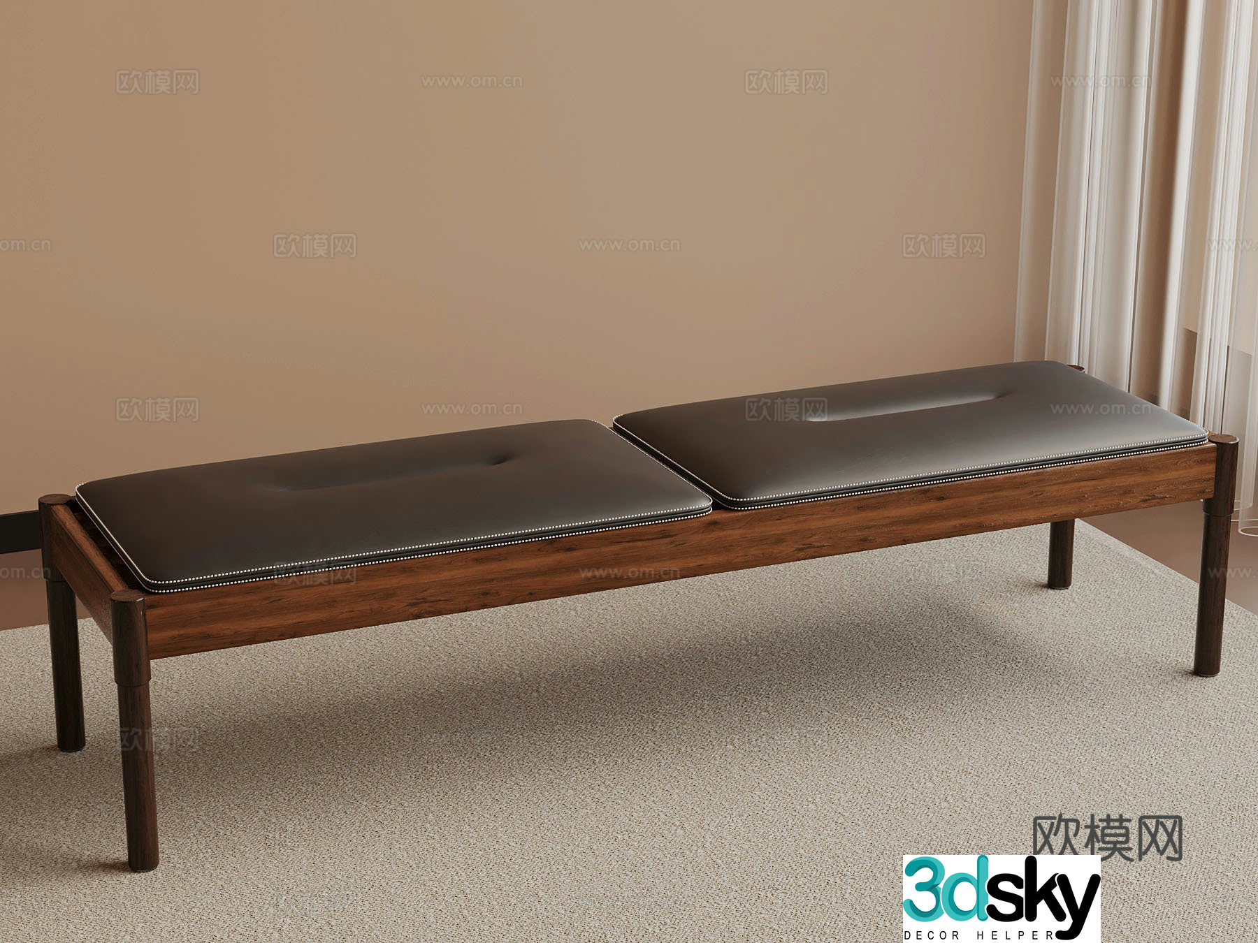 Middle-aged shoe changing bench bench 3D model
