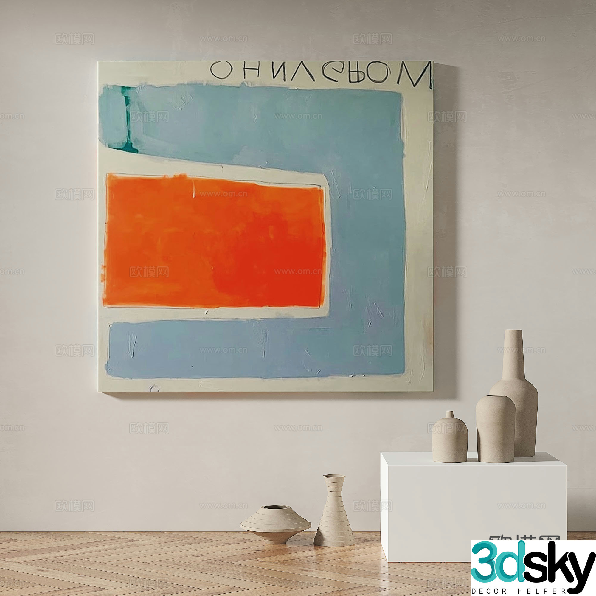 Modern minimalist abstract decorative painting 3d model