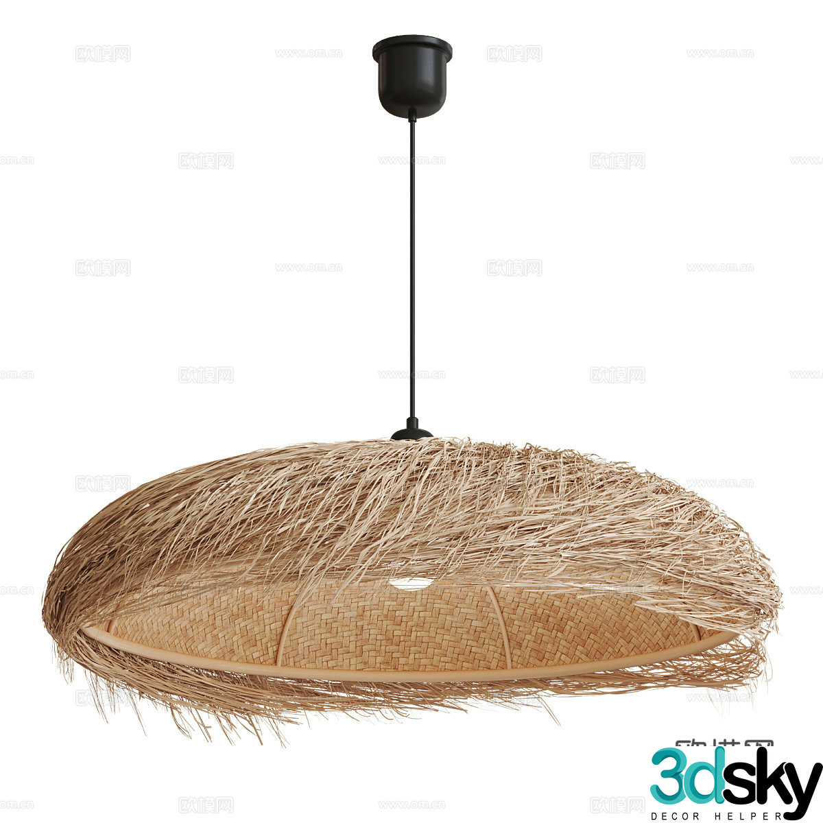 New Chinese style bird’s nest woven decorative chandelier 3D model