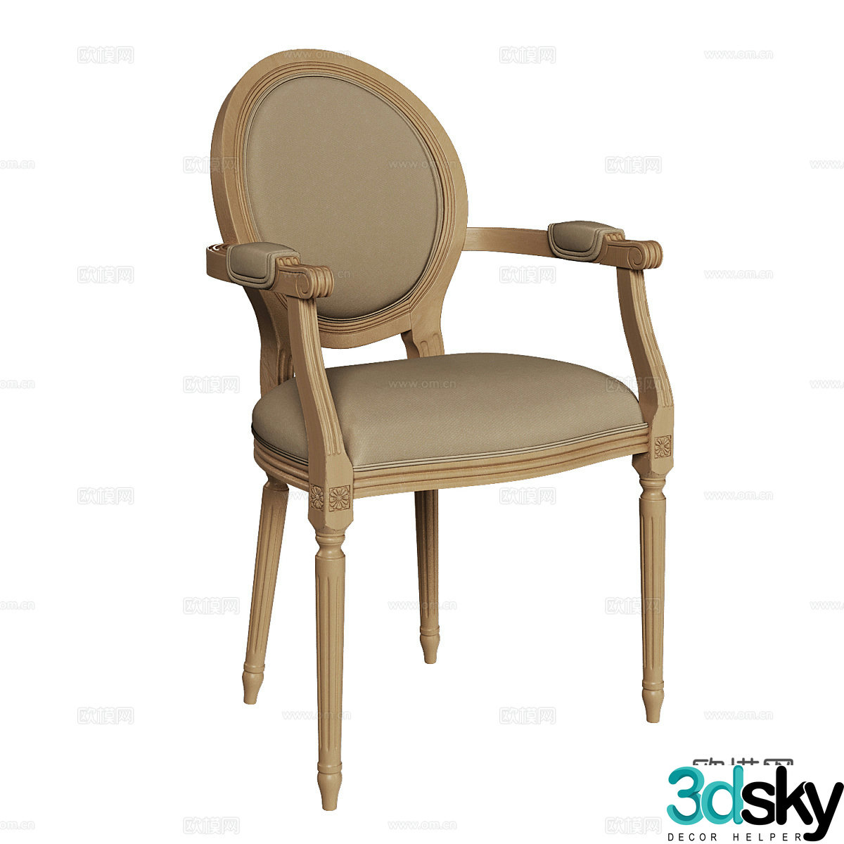 Simple European dining chair European dining chair American dining chair Classical dining chair Retro dining chair Single chair Casual 3D model