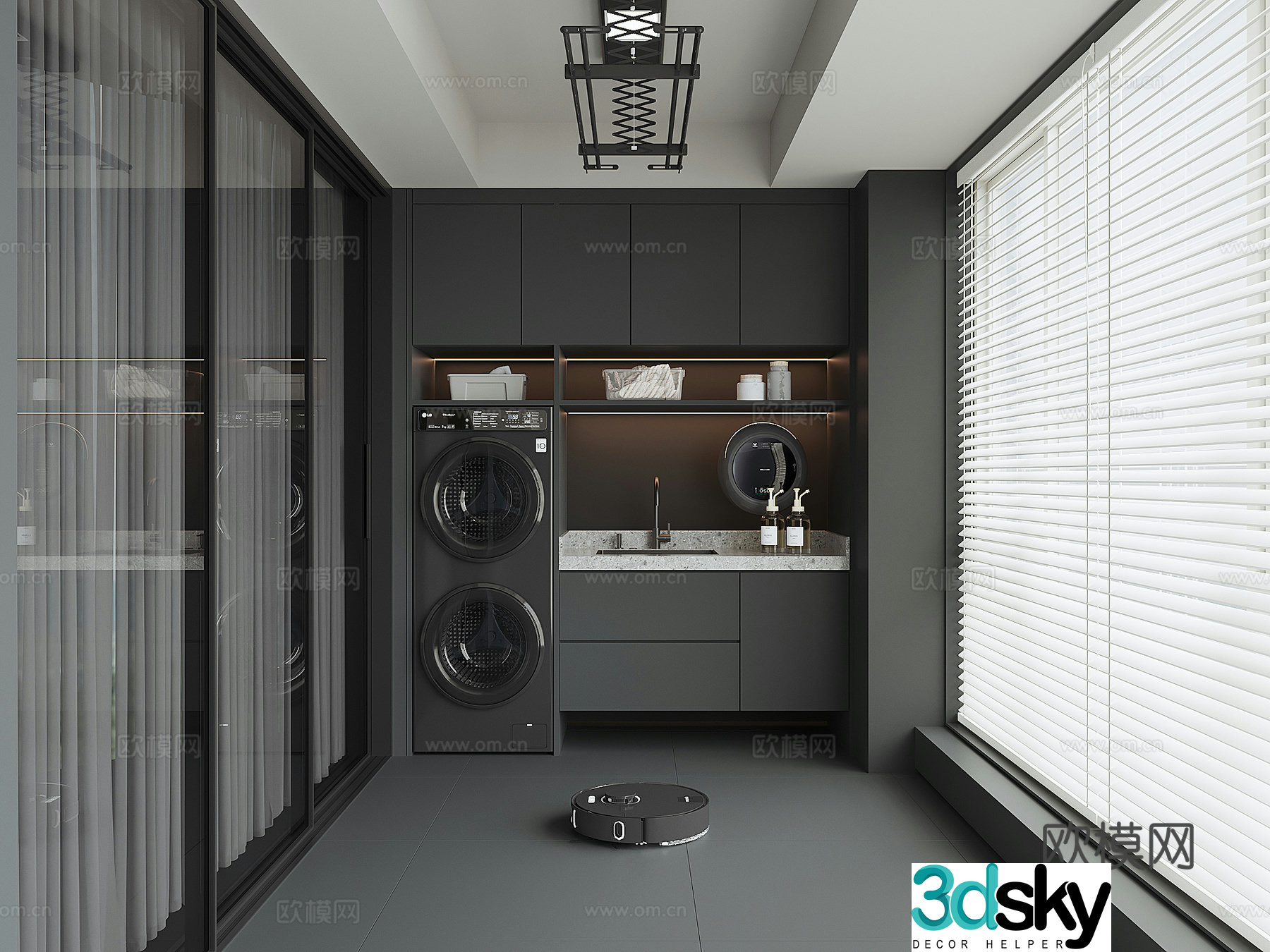Modern washing machine cabinet 3d model