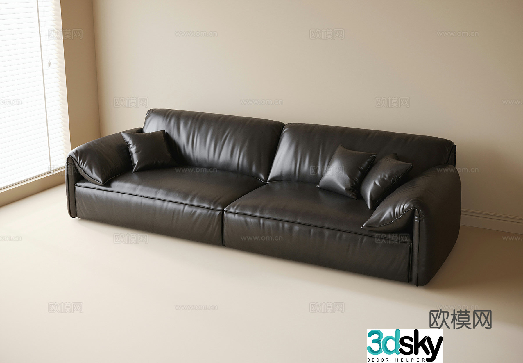 Modern double sofa leather sofa elephant ear sofa 3d model