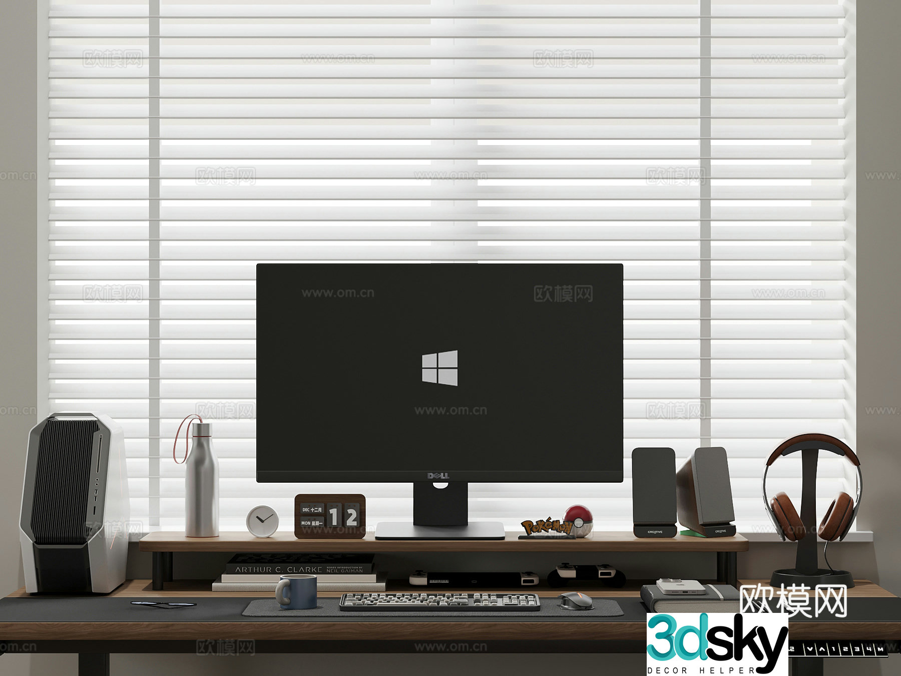 Modern desk computer desk computer equipment ornament 3d model