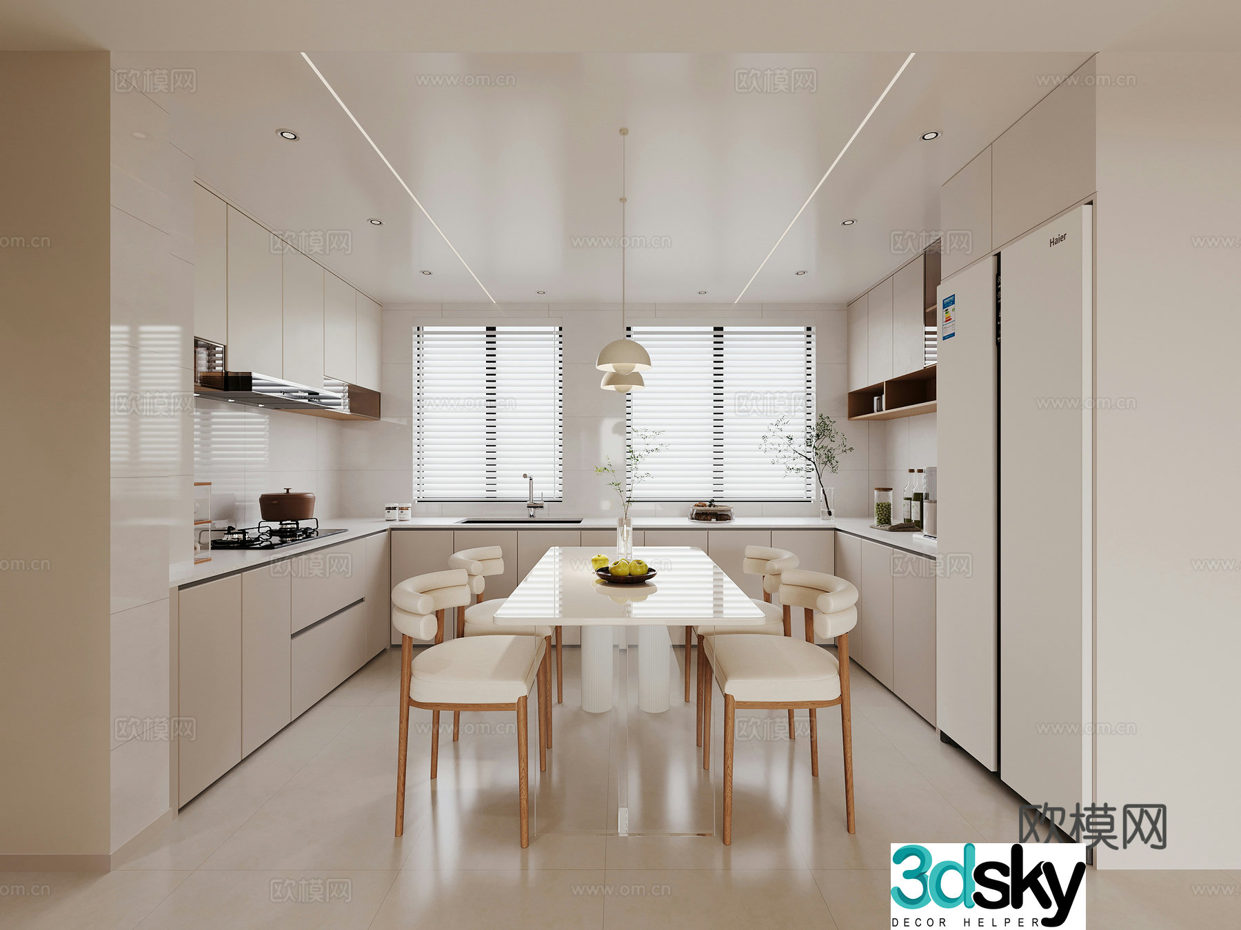 Creamy Style Restaurant Kitchen 3d Model