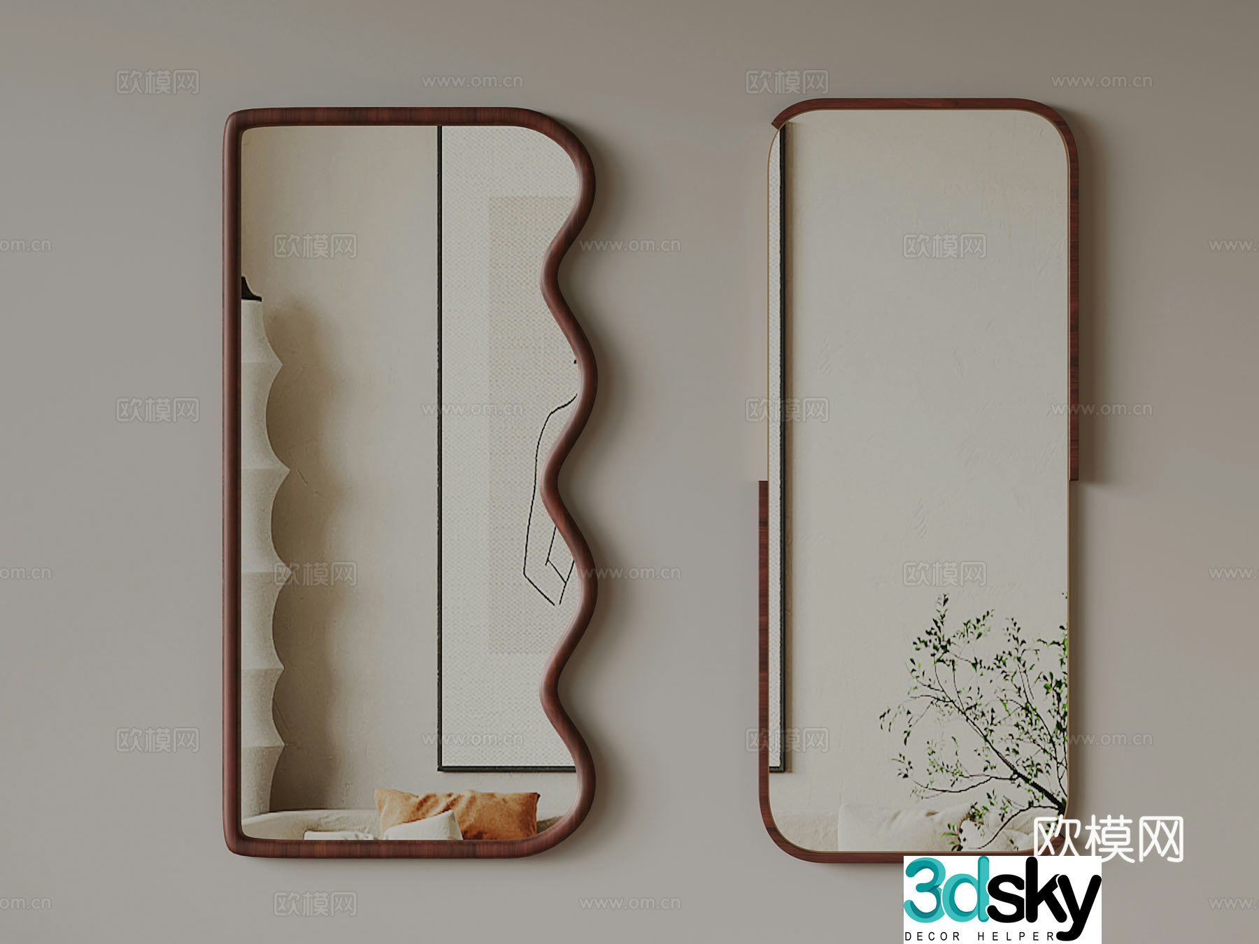 Middle-aged full-body mirror bathroom mirror 3D model