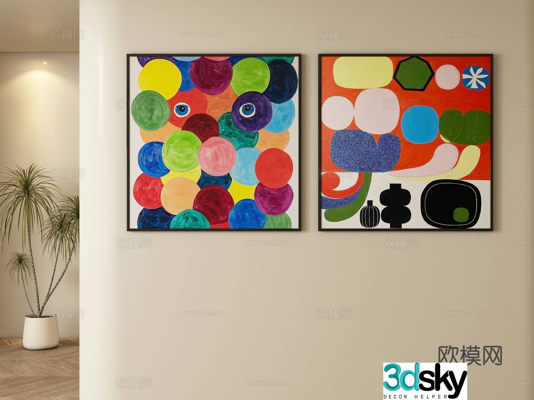 Modern abstract decorative painting hanging painting 3d model