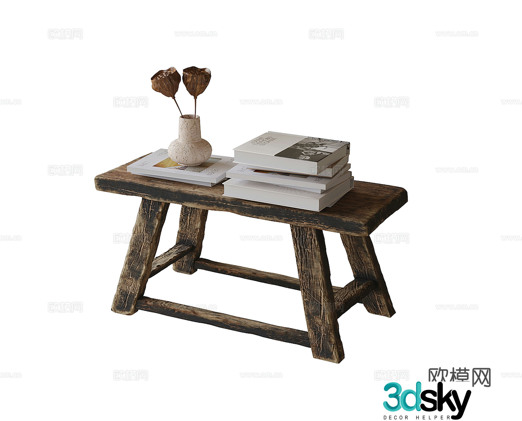 Modern retro style stool 3d model