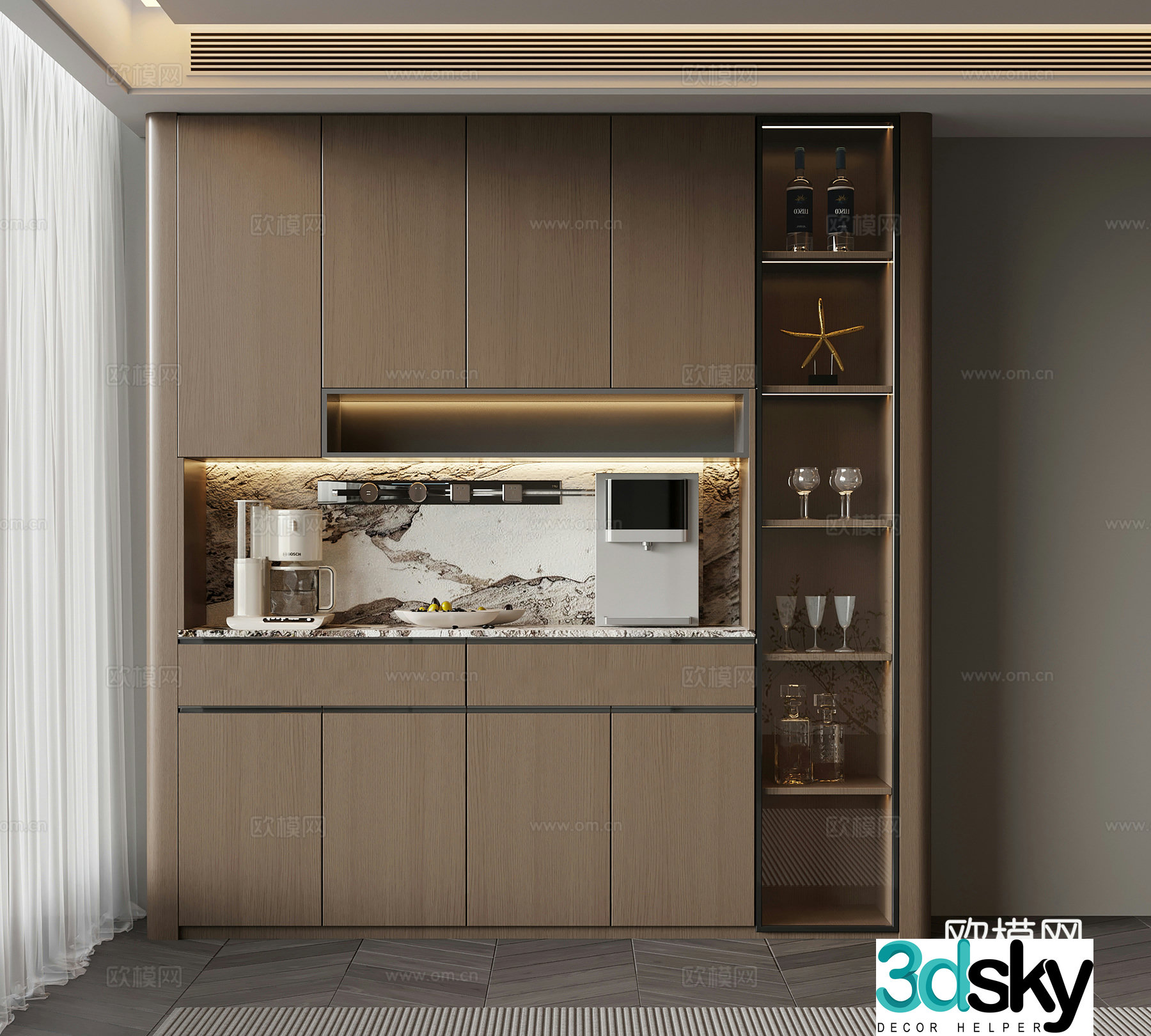 Modern Italian wine cabinet sideboard 3D model