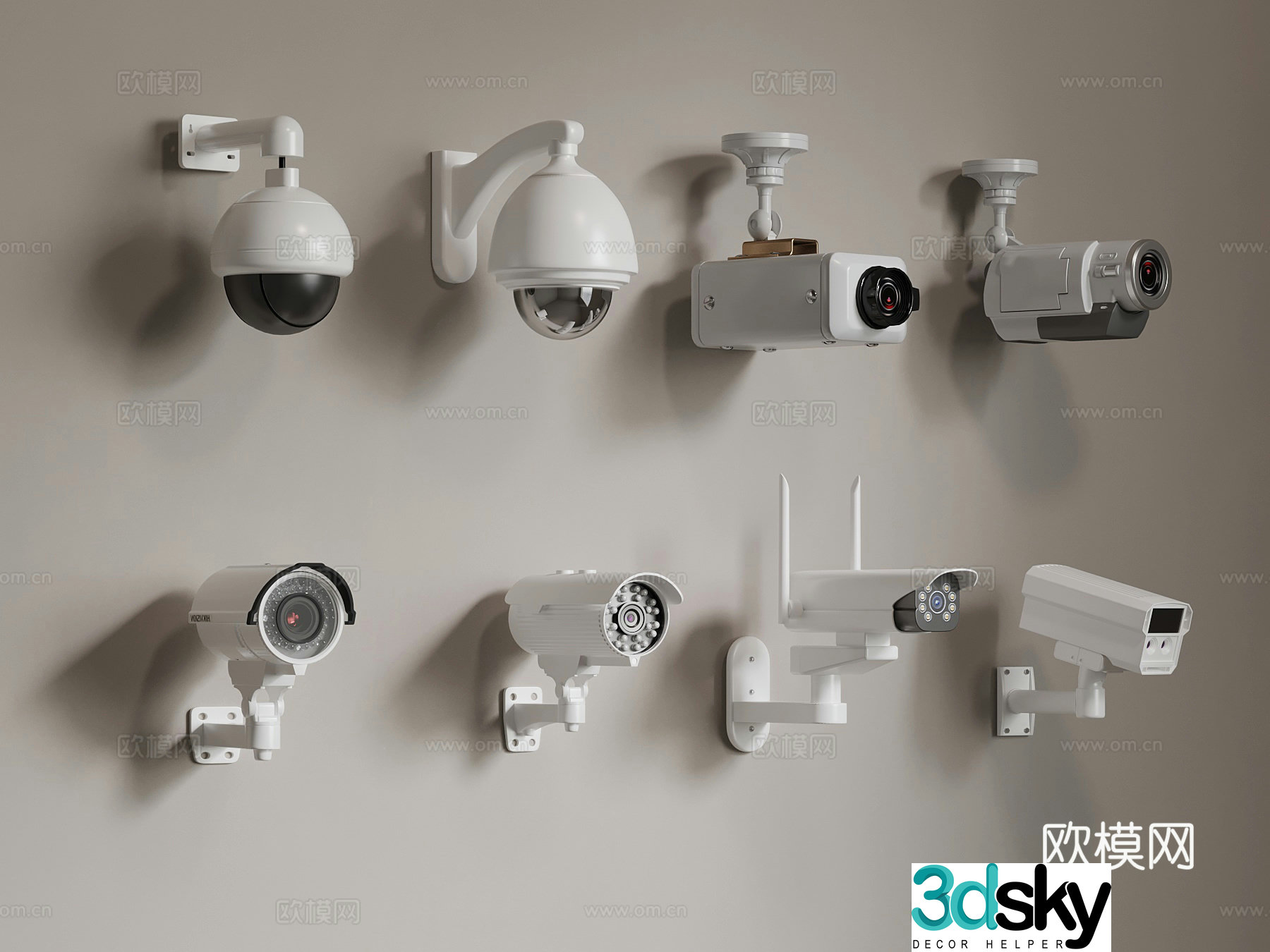 Modern projection surveillance camera 3d model