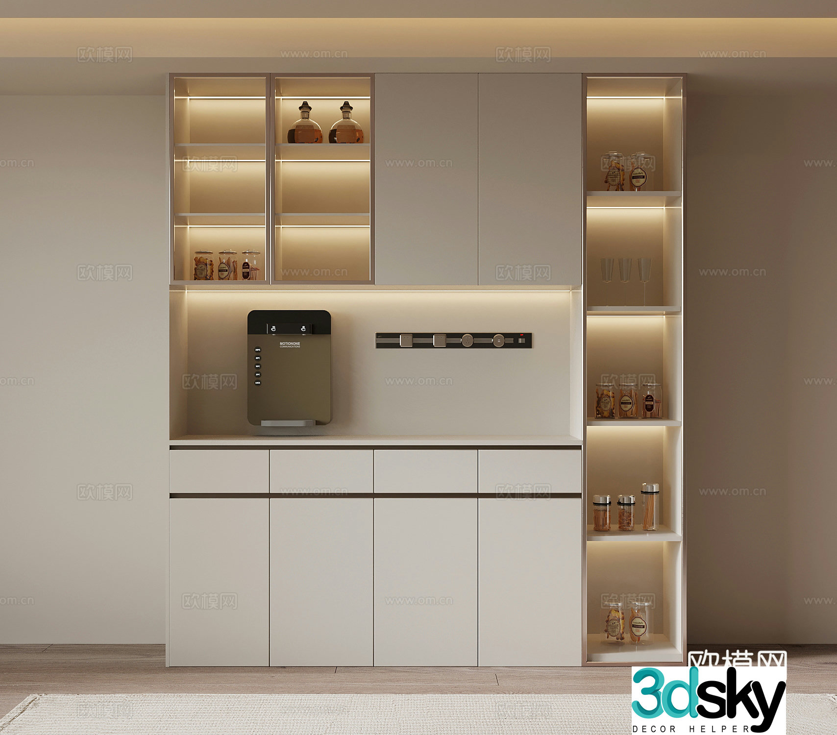 Modern simple wine cabinet sideboard 3D model