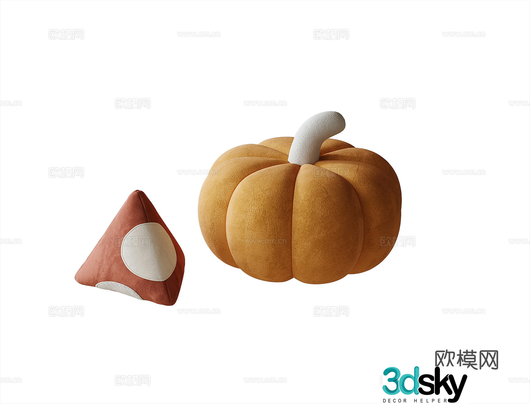 Modern pumpkin plush toy 3d model