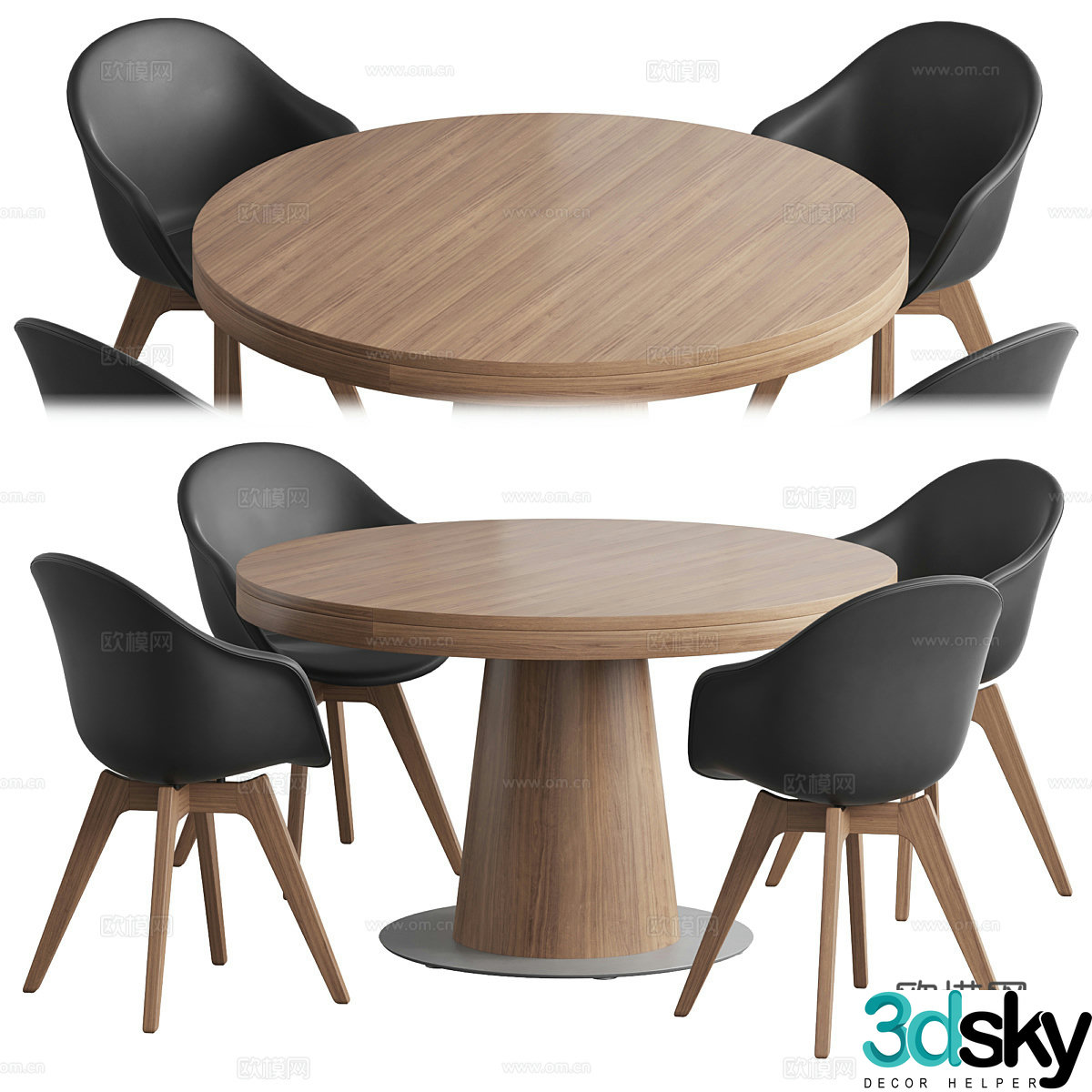 New Chinese dining table and chair 3D model