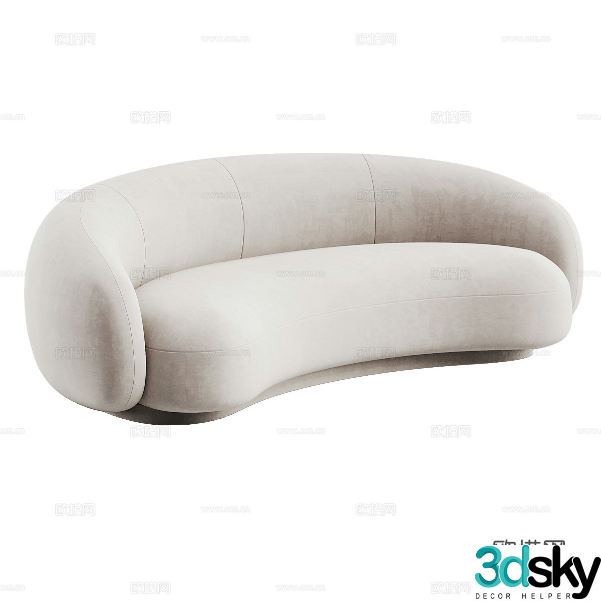 Cream style multi-person sofa fabric sofa casual sofa courtyard sofa sofa pillow curved 3D model