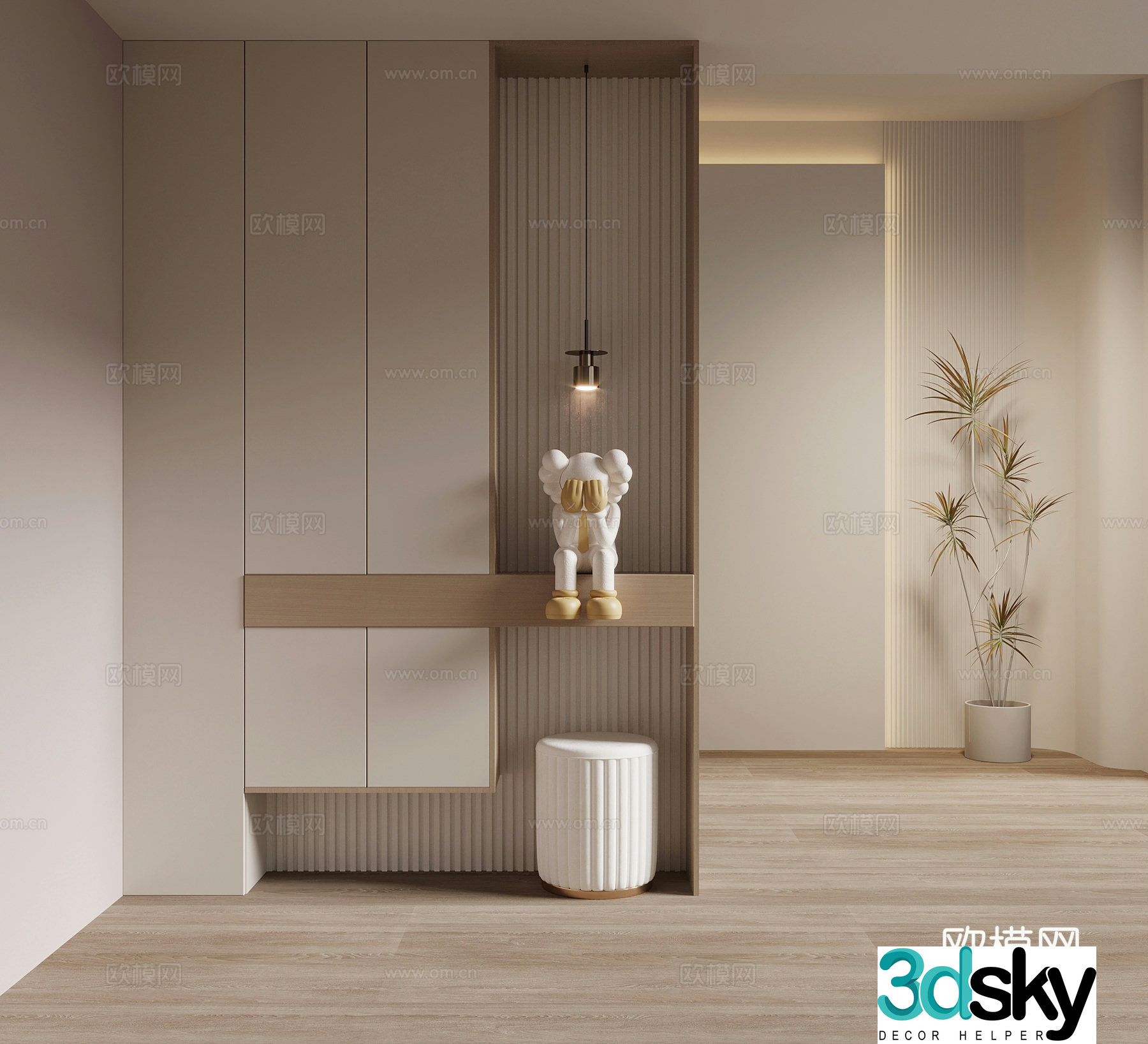 Modern shoe cabinet home entrance shoe cabinet 3D model