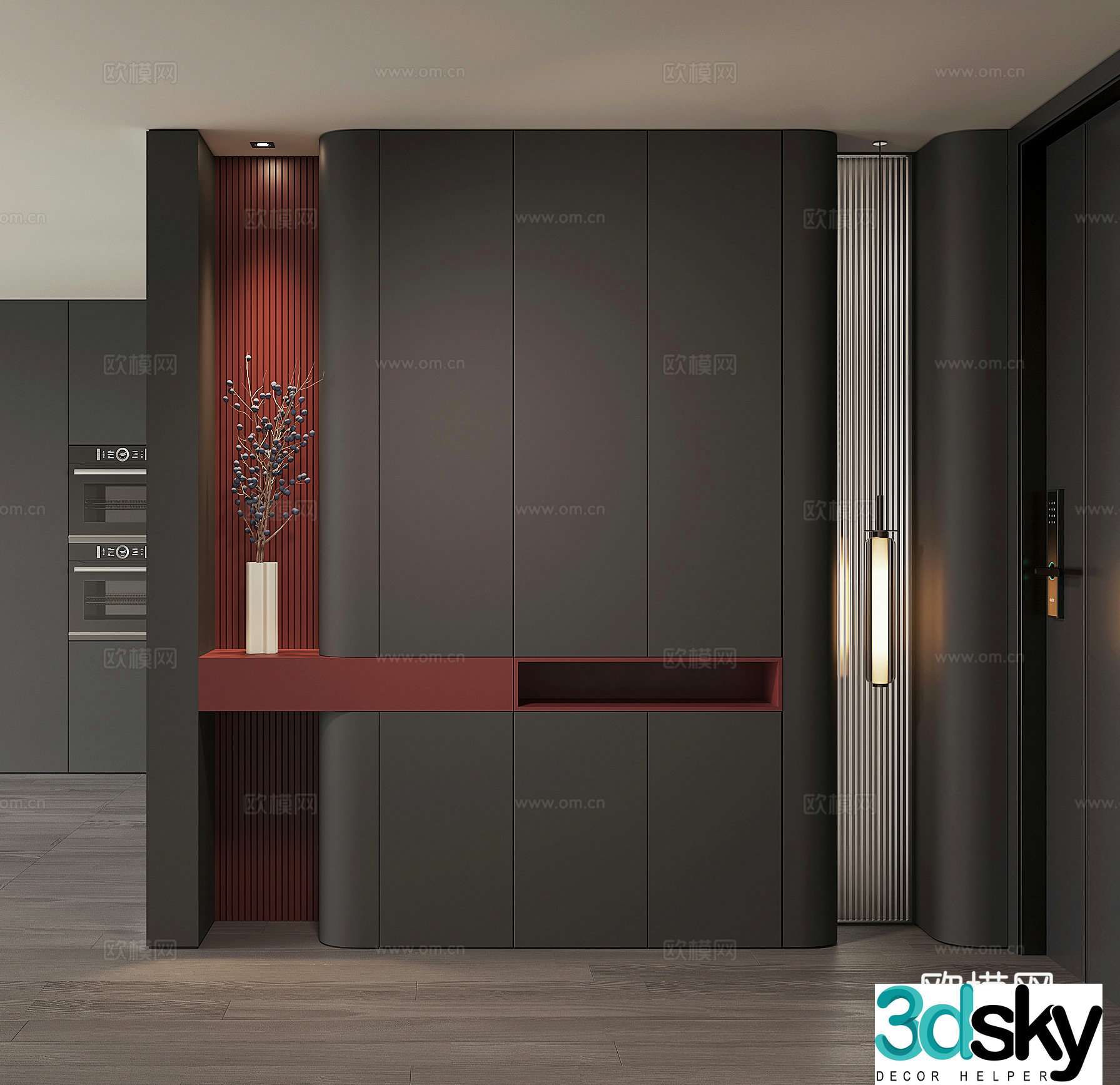 Modern home entrance shoe cabinet 3D model