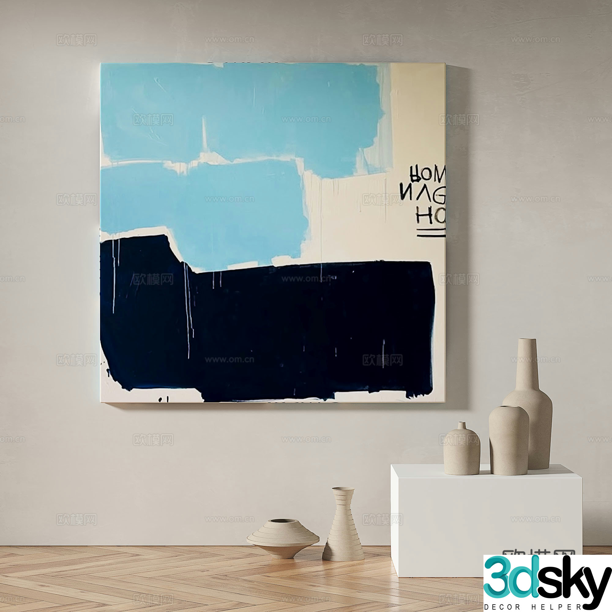 Modern minimalist abstract decorative painting 3d model