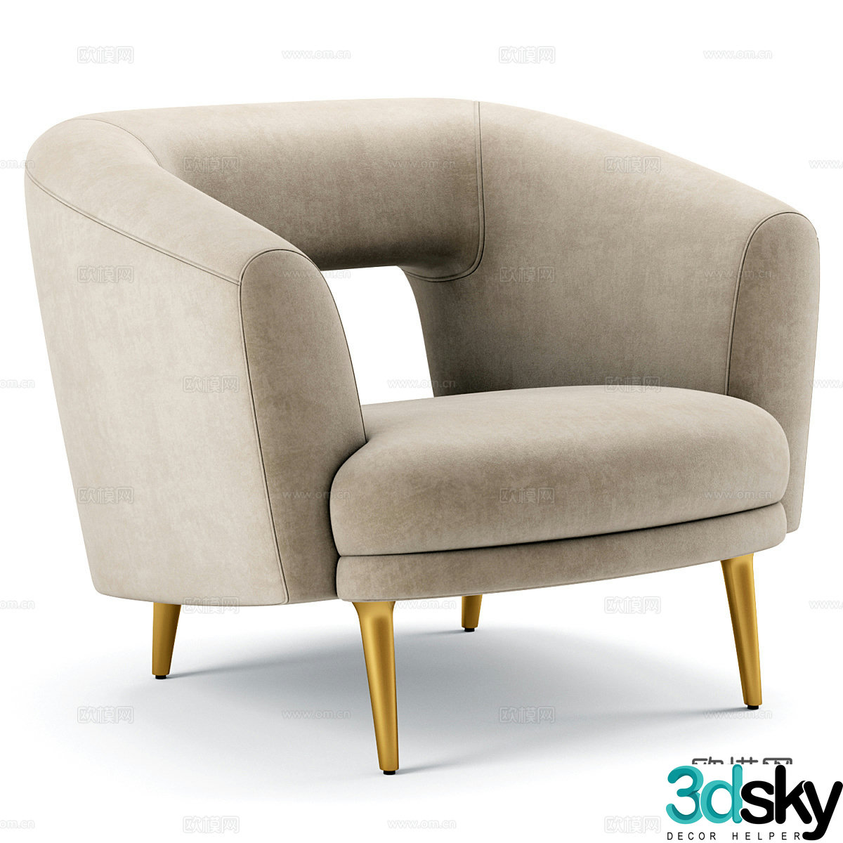 Modern Nordic Millie Armchair 3d Model