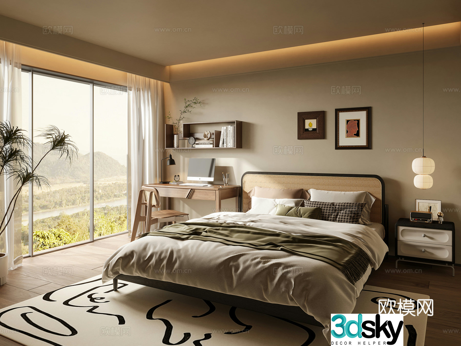 Middle-aged bedroom 3d model