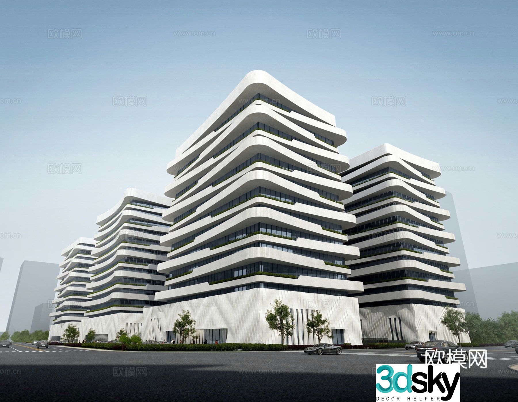 Modern office building 3d model