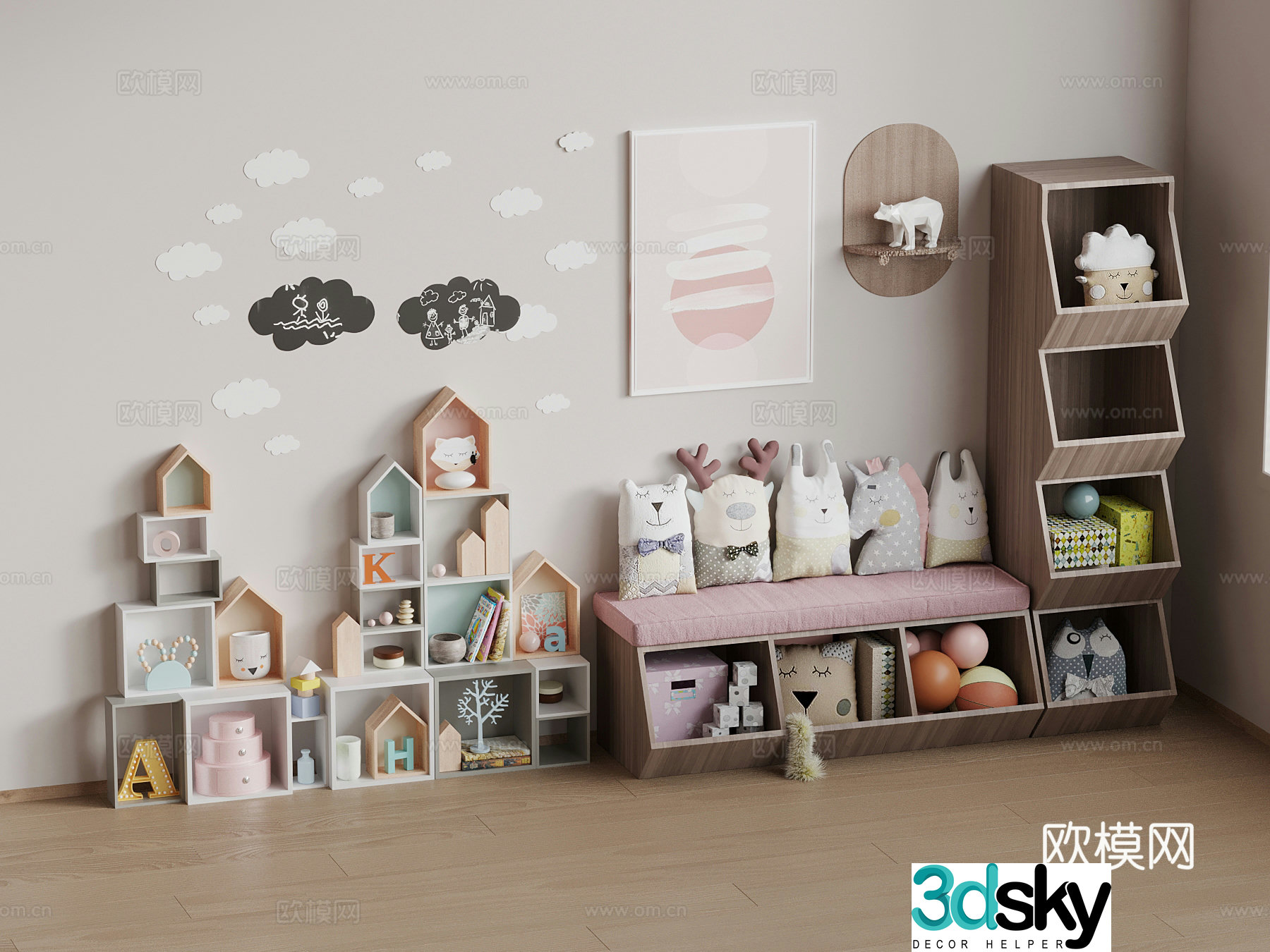Modern children’s locker children’s decorative cabinet toy 3d model