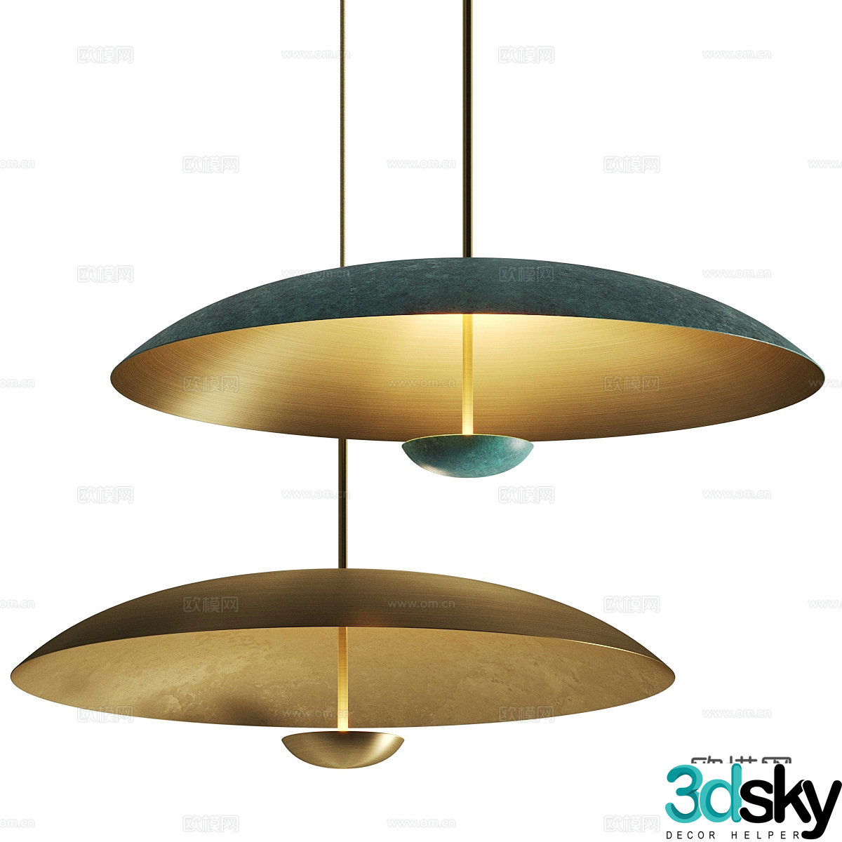 New Chinese style patina chandelier 3D model