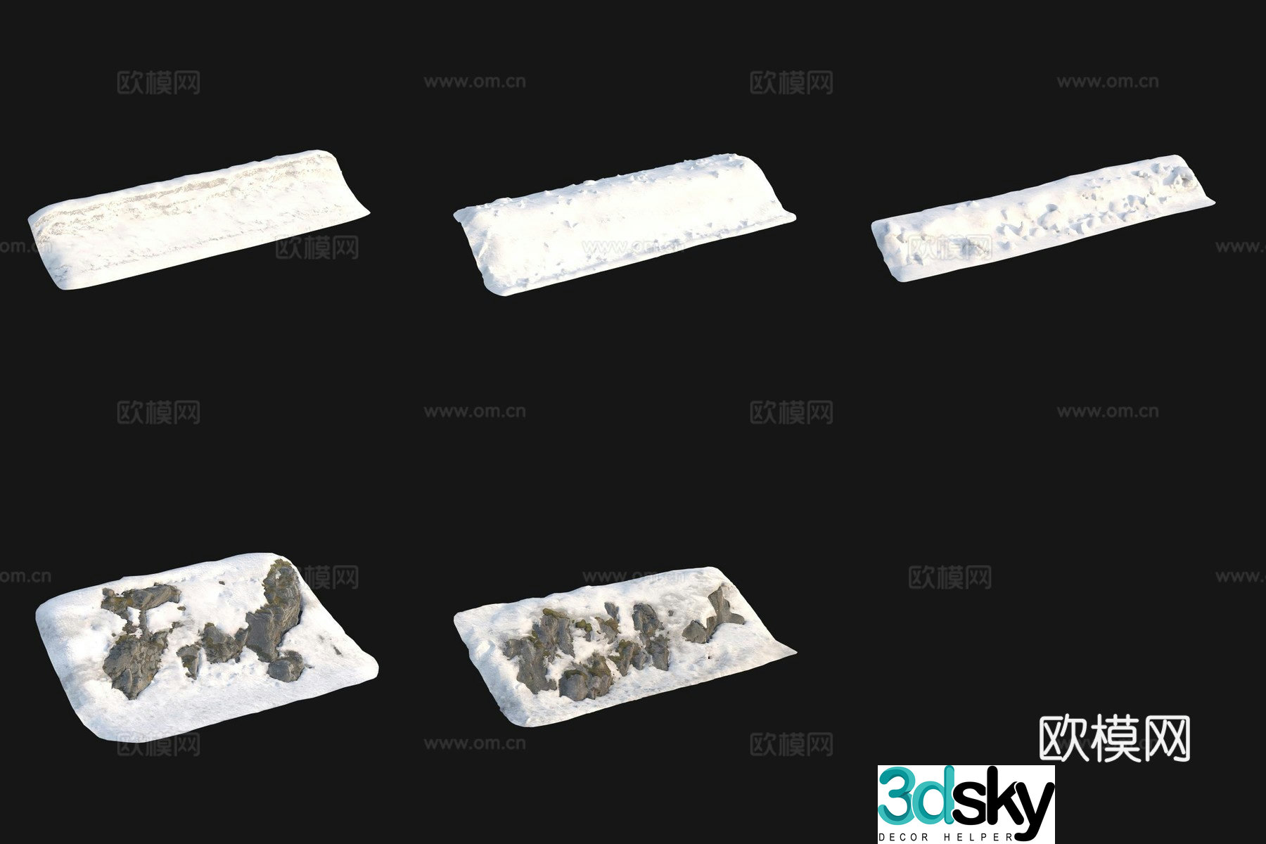 Snow snow pile stone 3d model