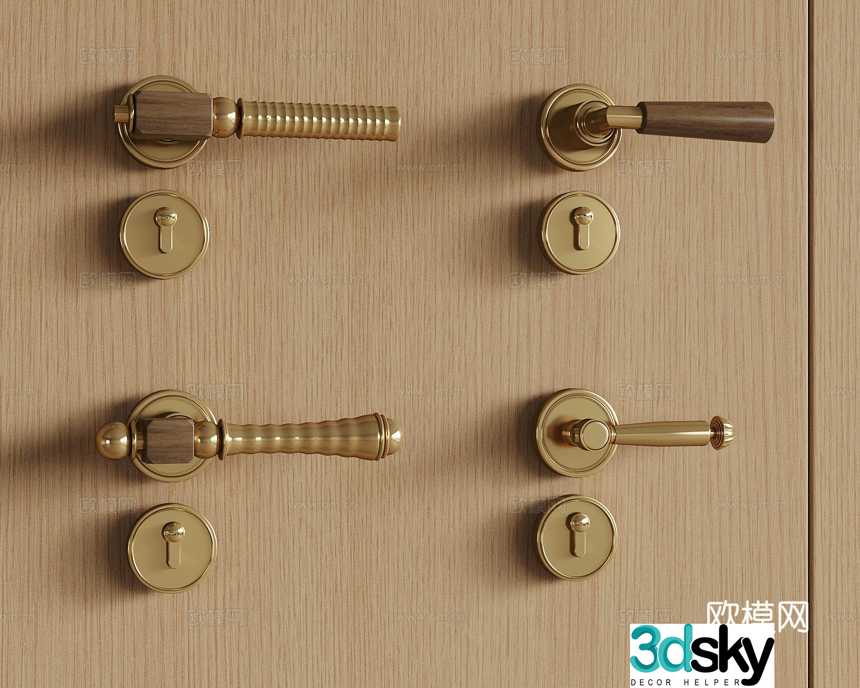 French medieval style handle door handle metal door handle 3d model