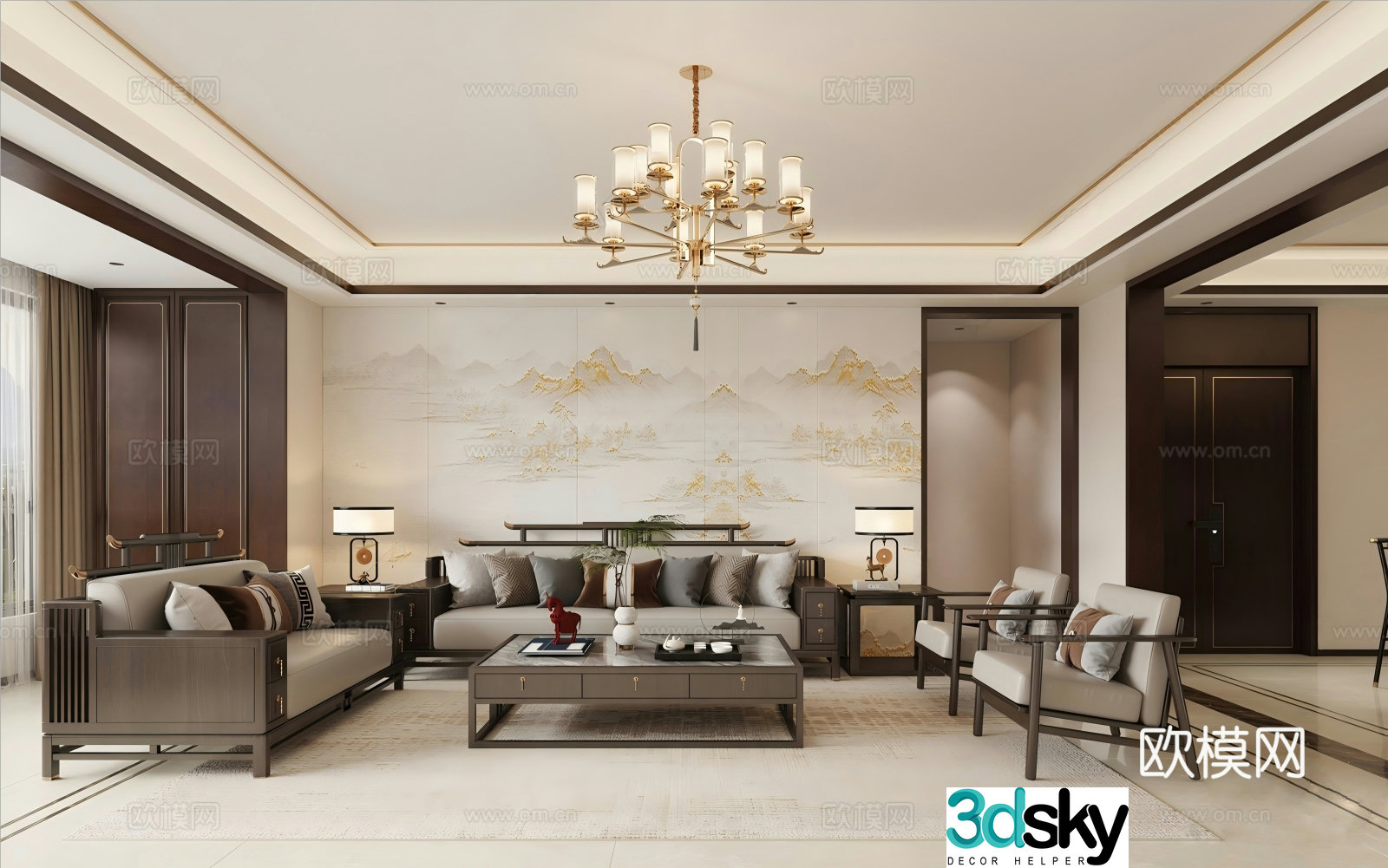 New Chinese living room 3D model