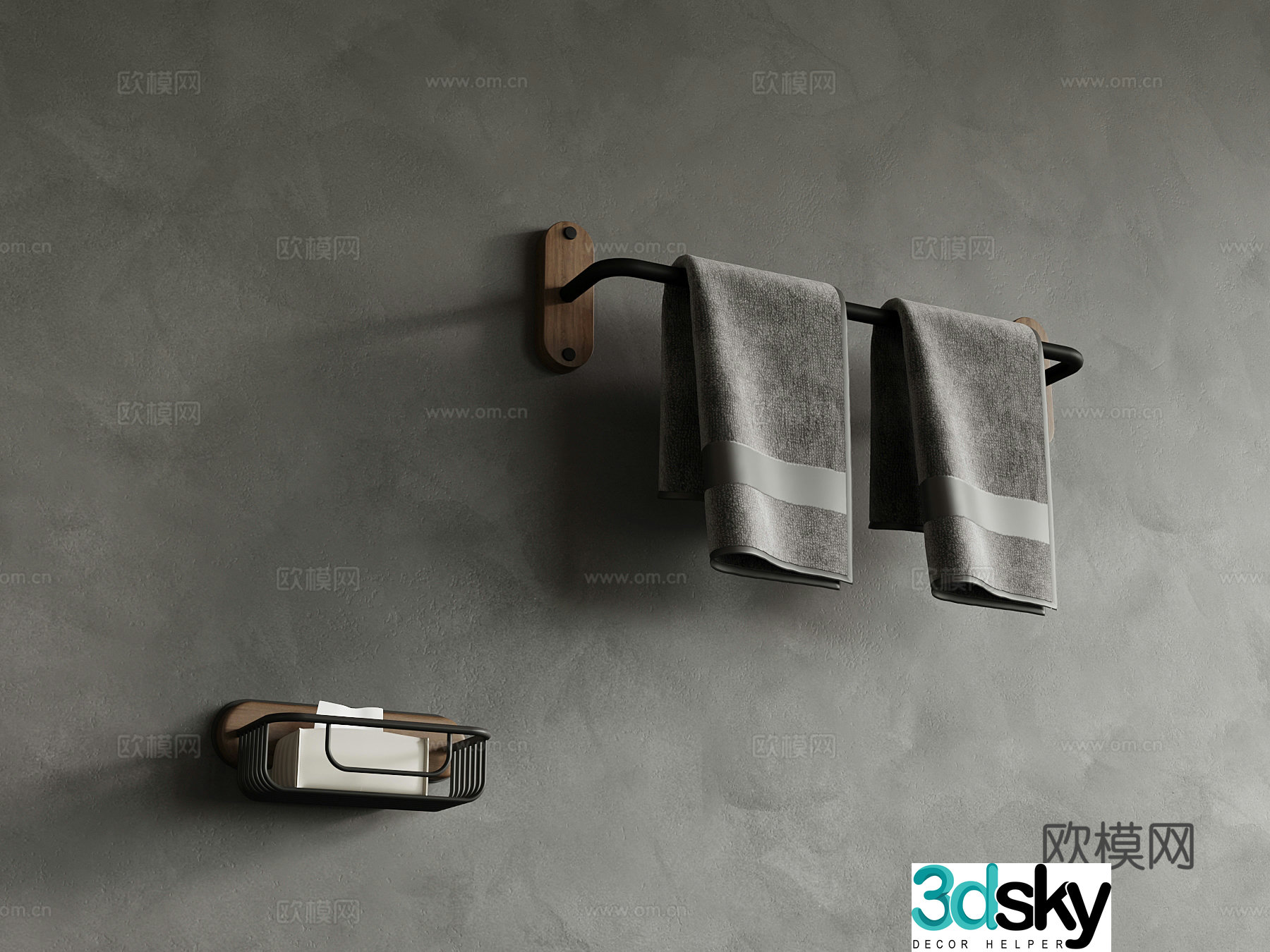 Modern towel rack carton 3d model
