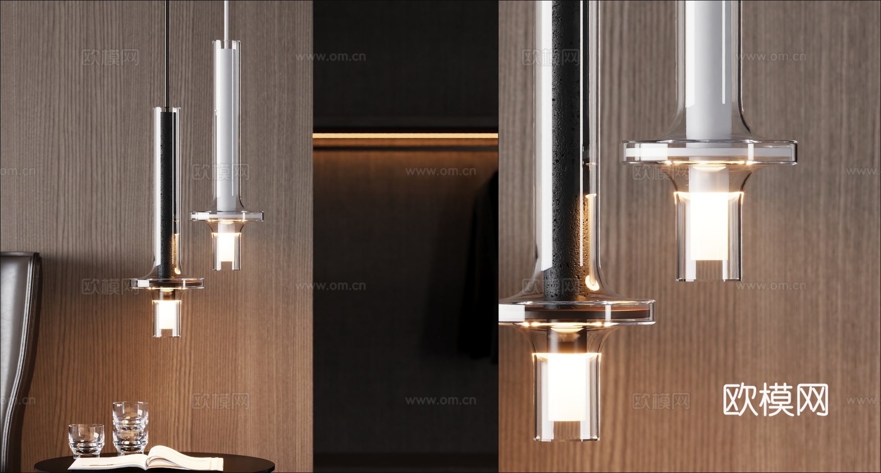 Modern art minimalist chandelier 3d model