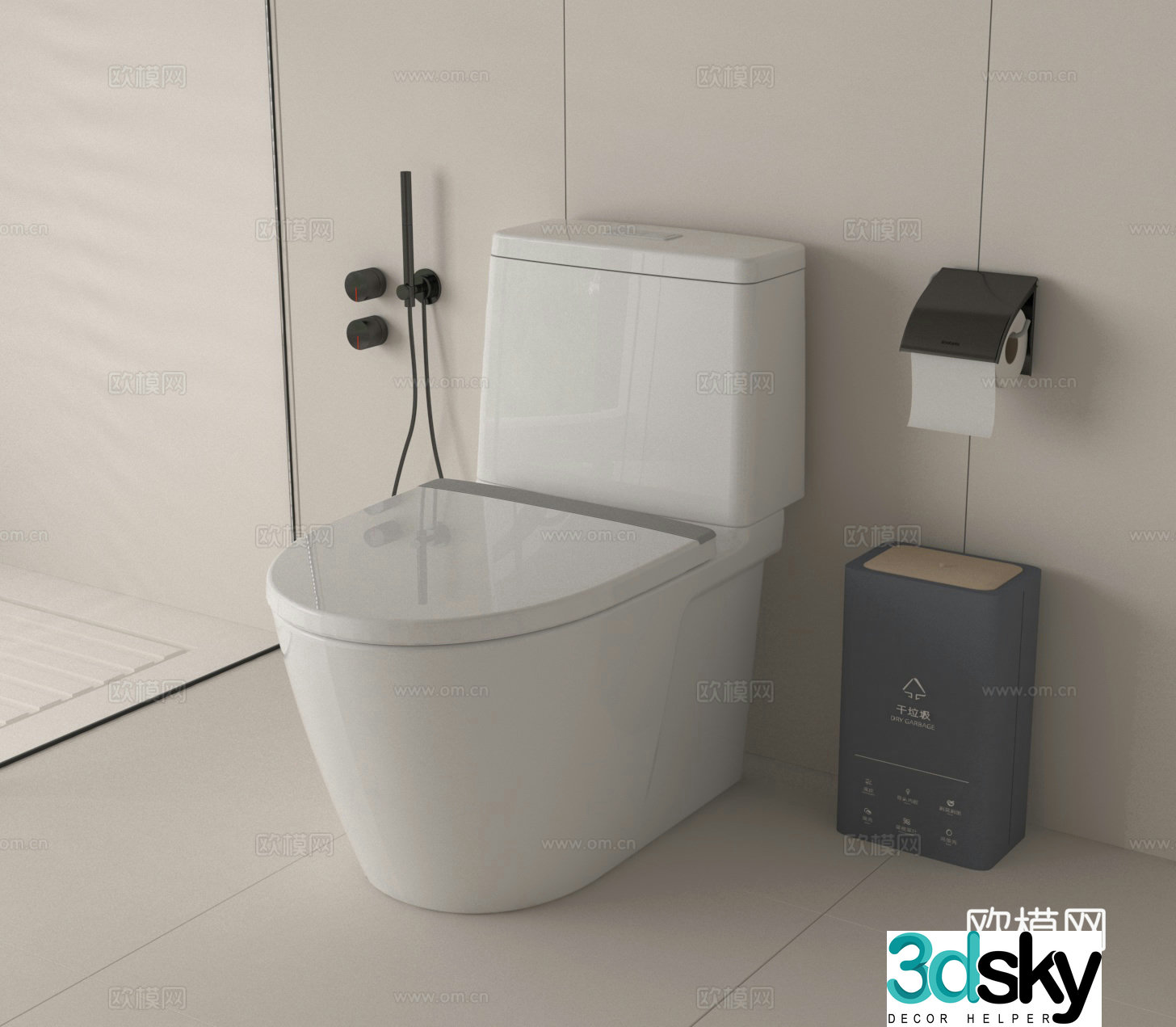 Toilet toilet trash can 3d model