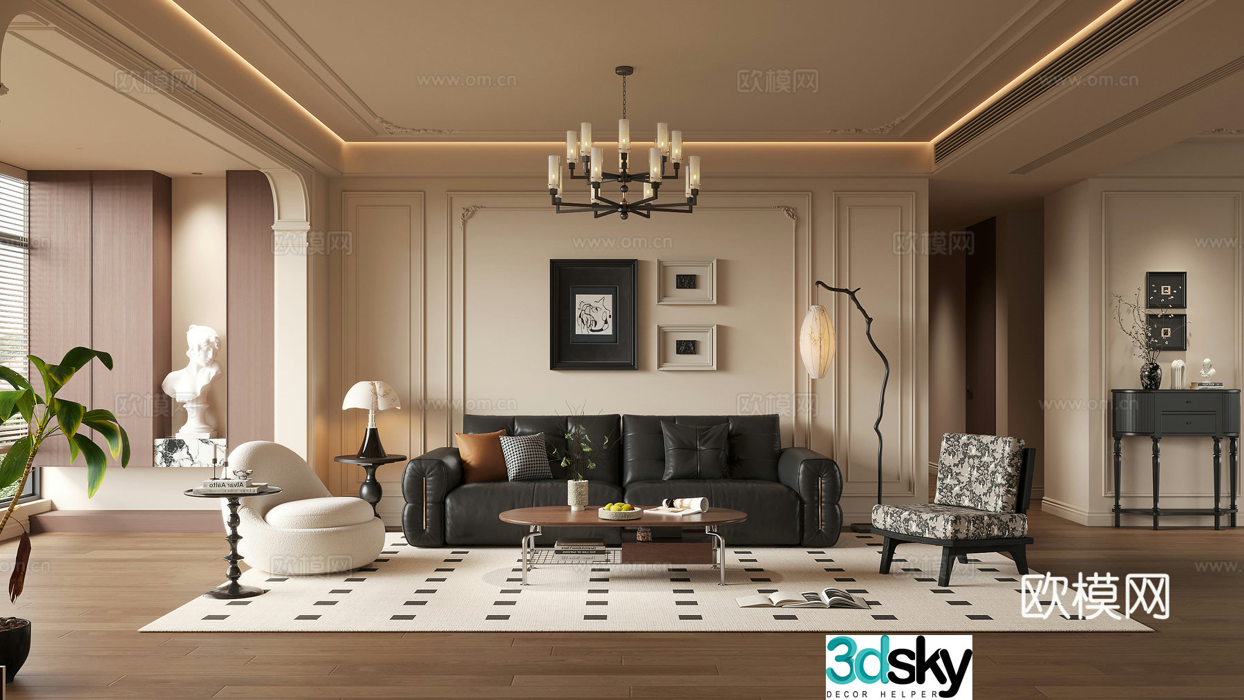 Middle-aged living room 3d model