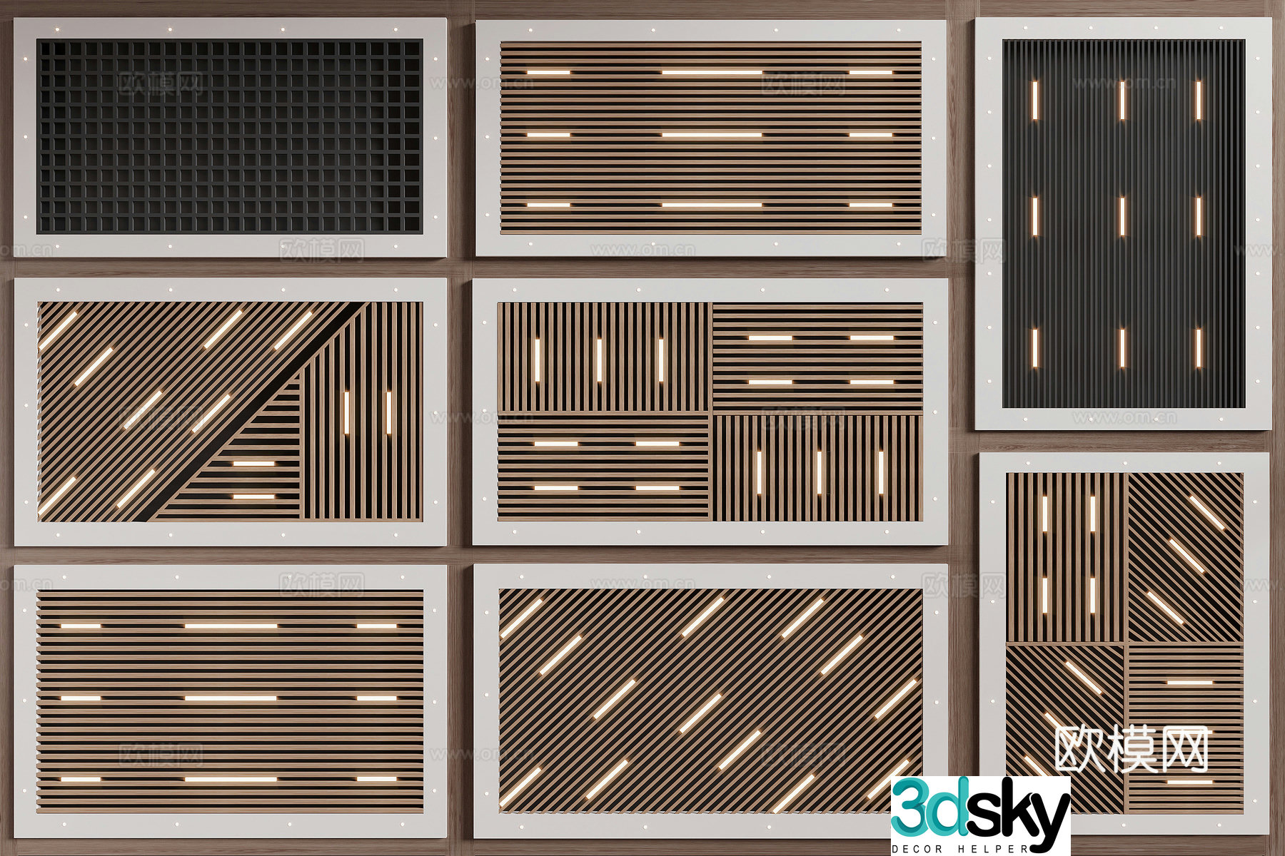 Modern grille ceiling 3d model