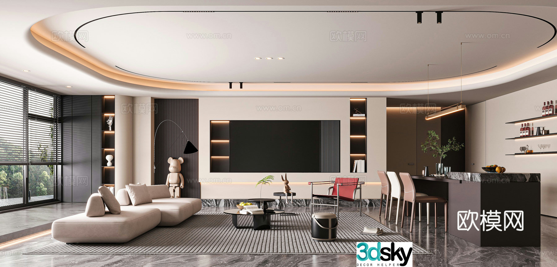 Modern living room 3d model