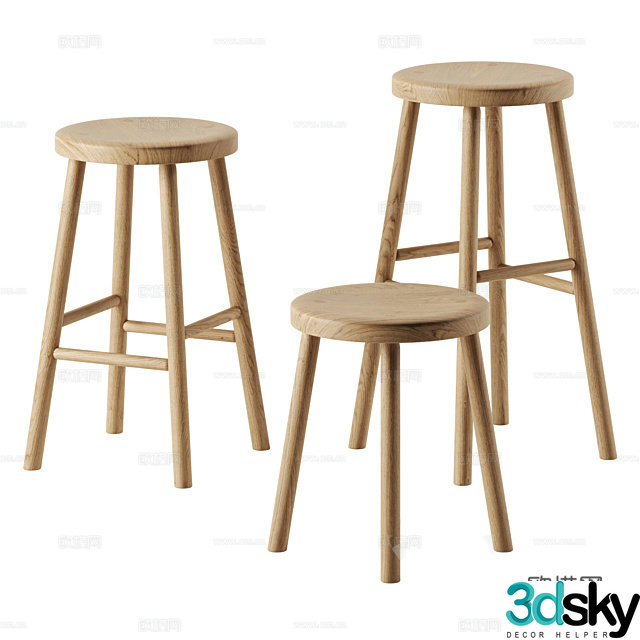 3D model of high-legged bar chair